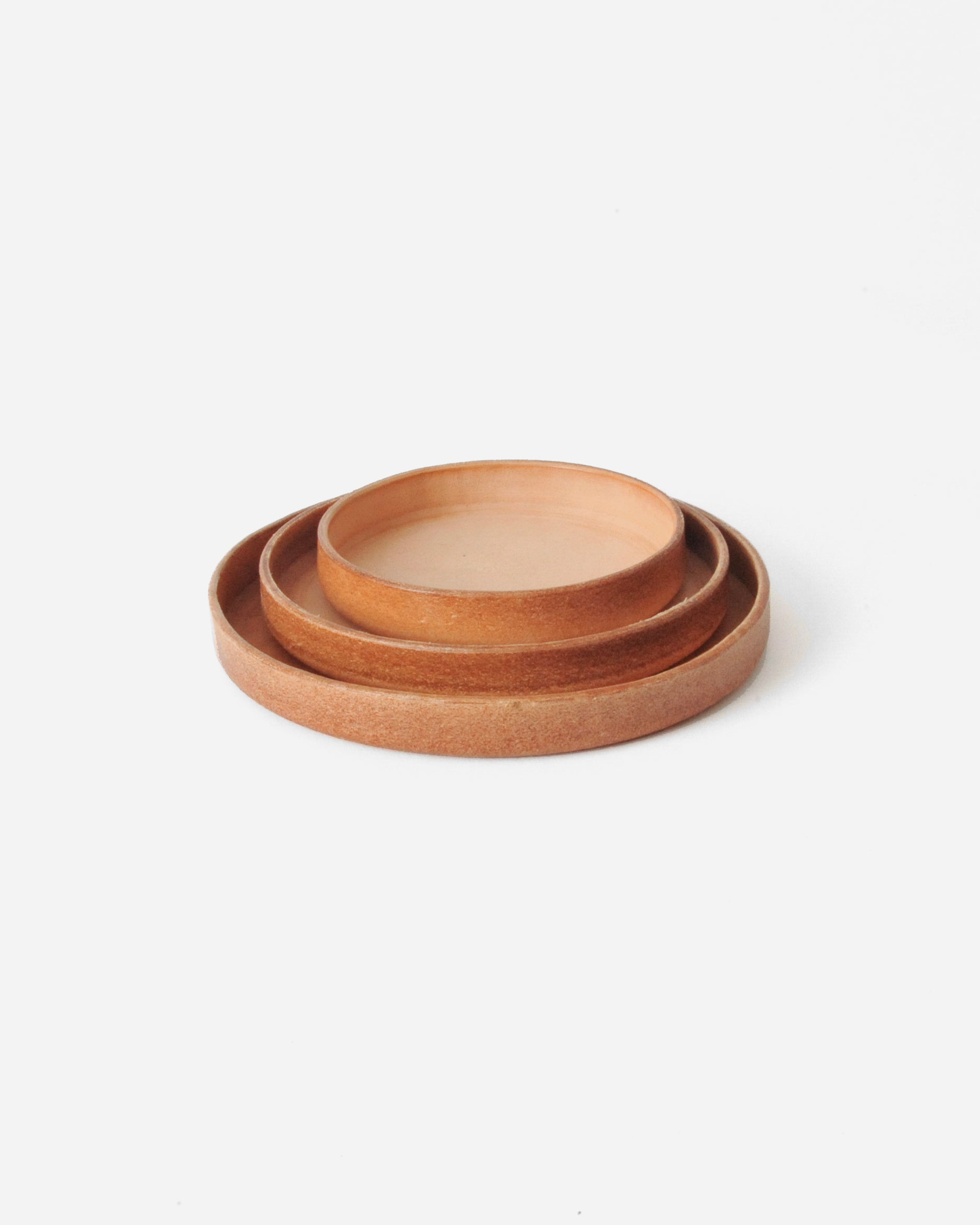 Large Round Leather Tray in Natural