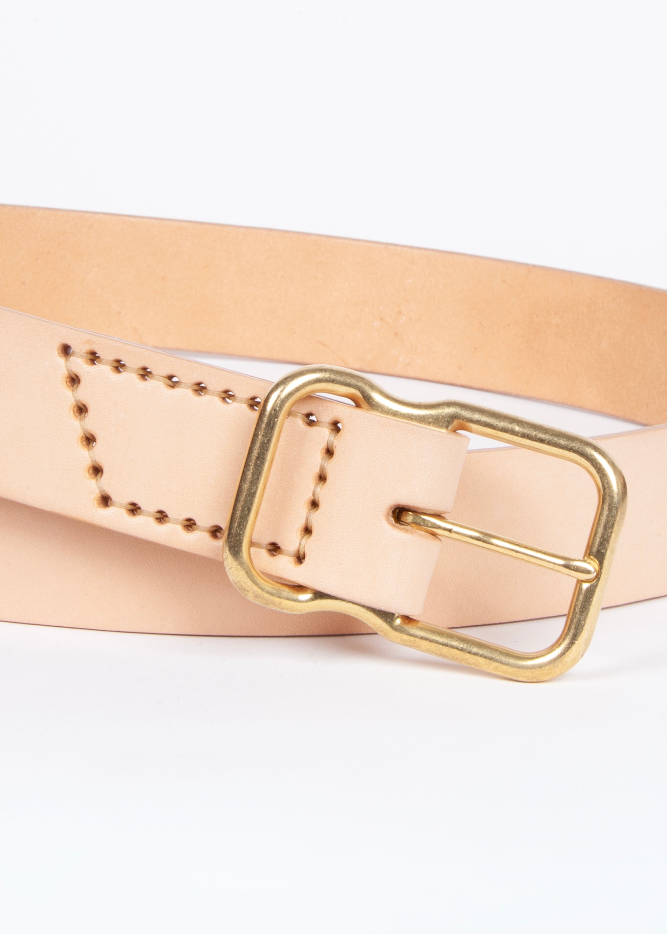 112 Signature Leather Belt - Natural Veg Tan - Brass