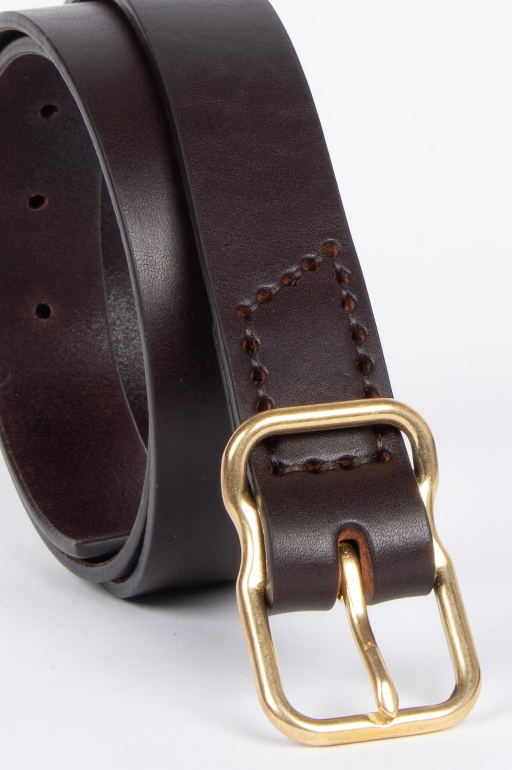 118 Signature Leather Belt - Narrow - Dark Brown - Brass