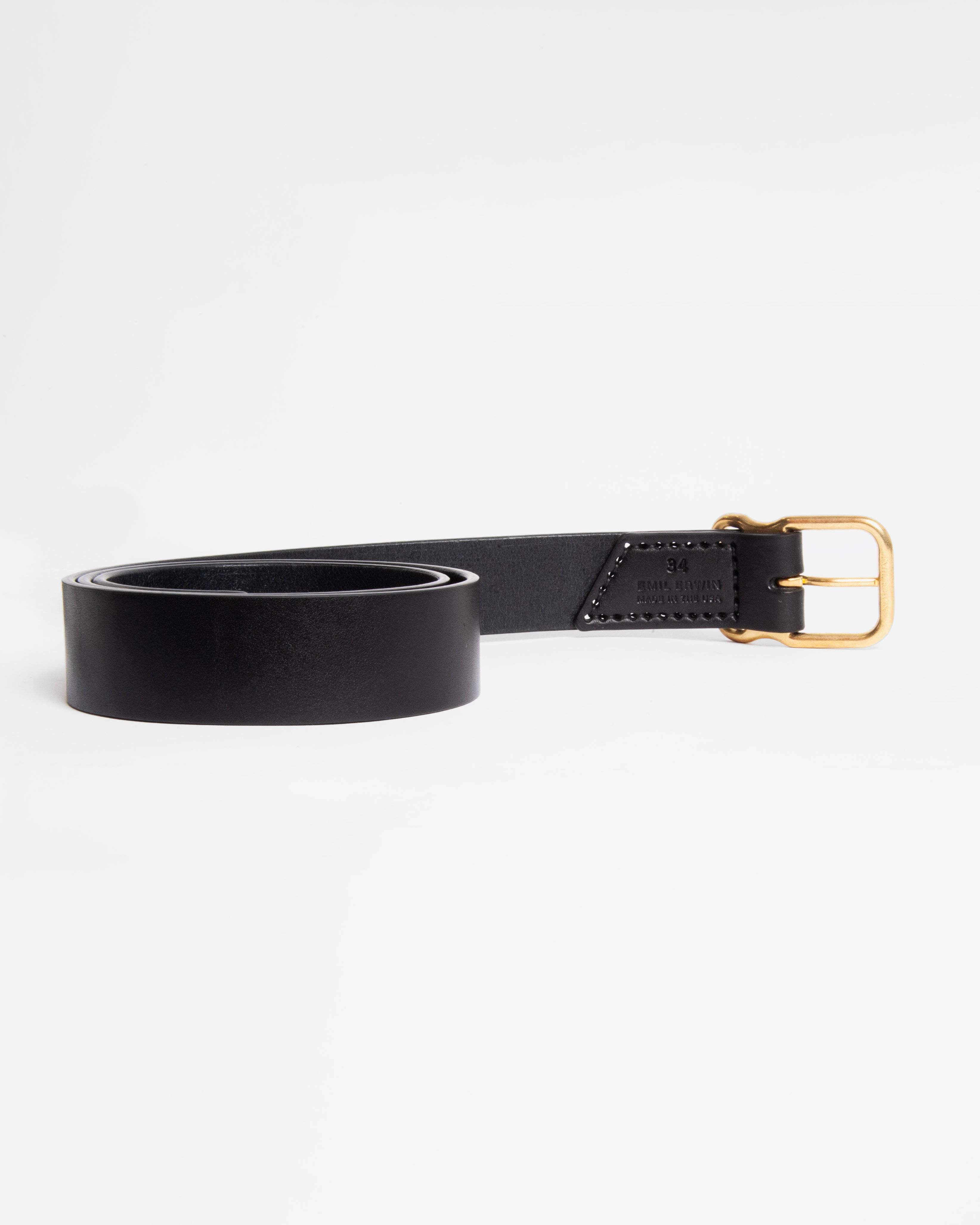 112 Signature Leather Belt - Black - Brass