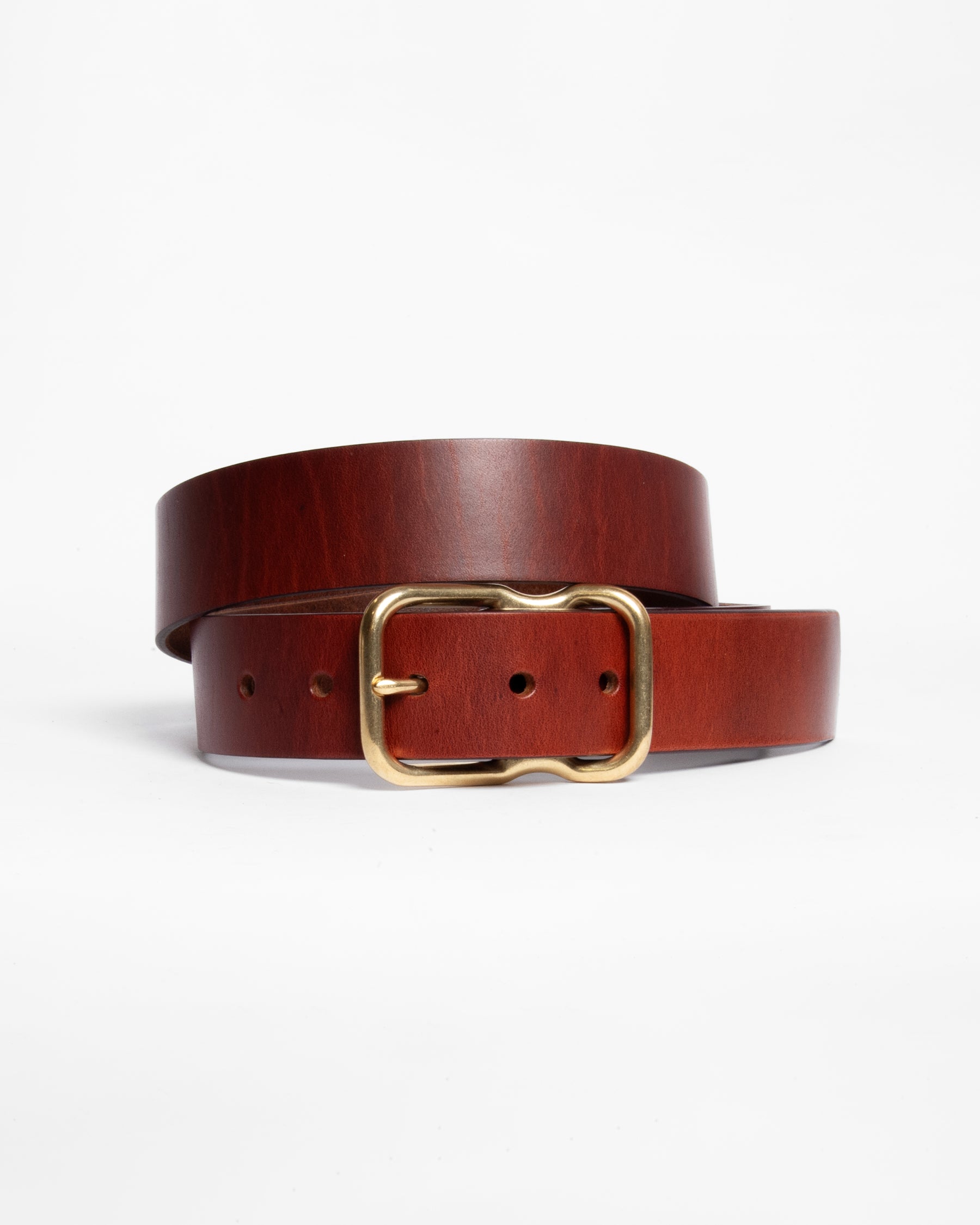 112 Signature Leather Belt - Chestnut - Brass