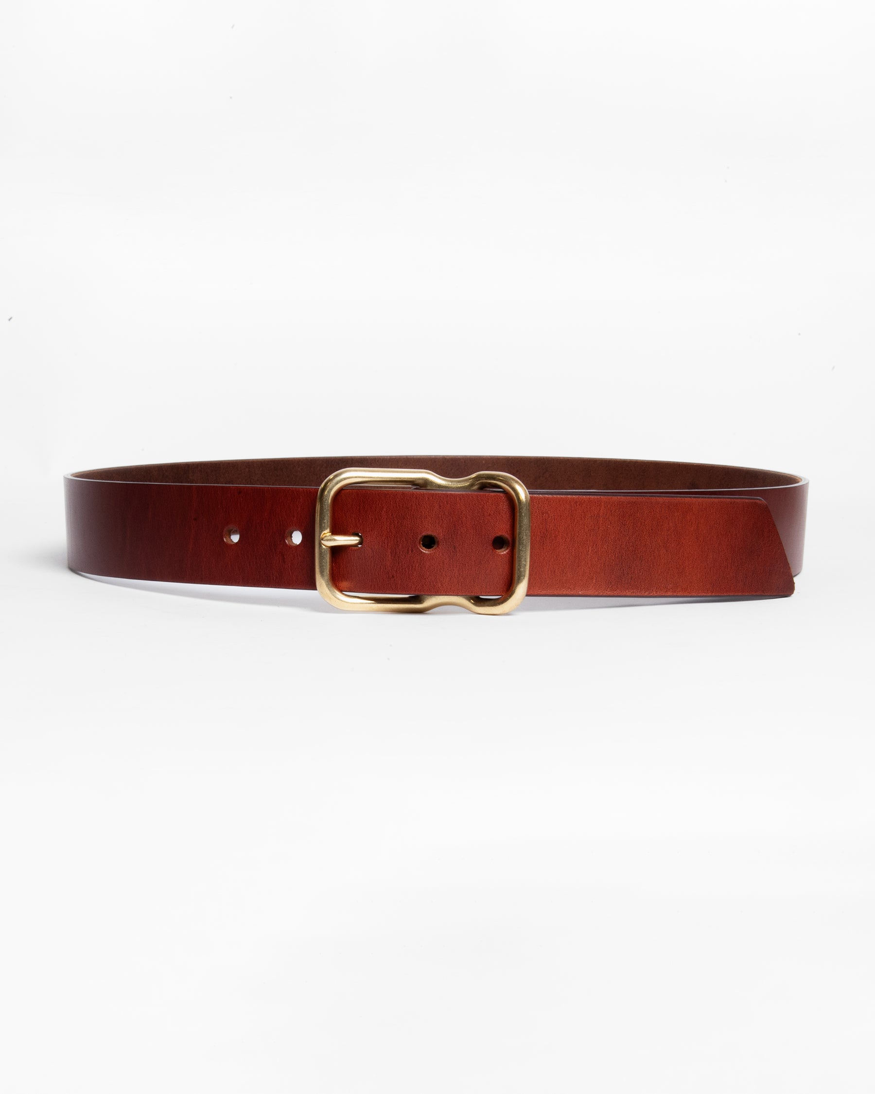 112 Signature Leather Belt - Chestnut - Brass