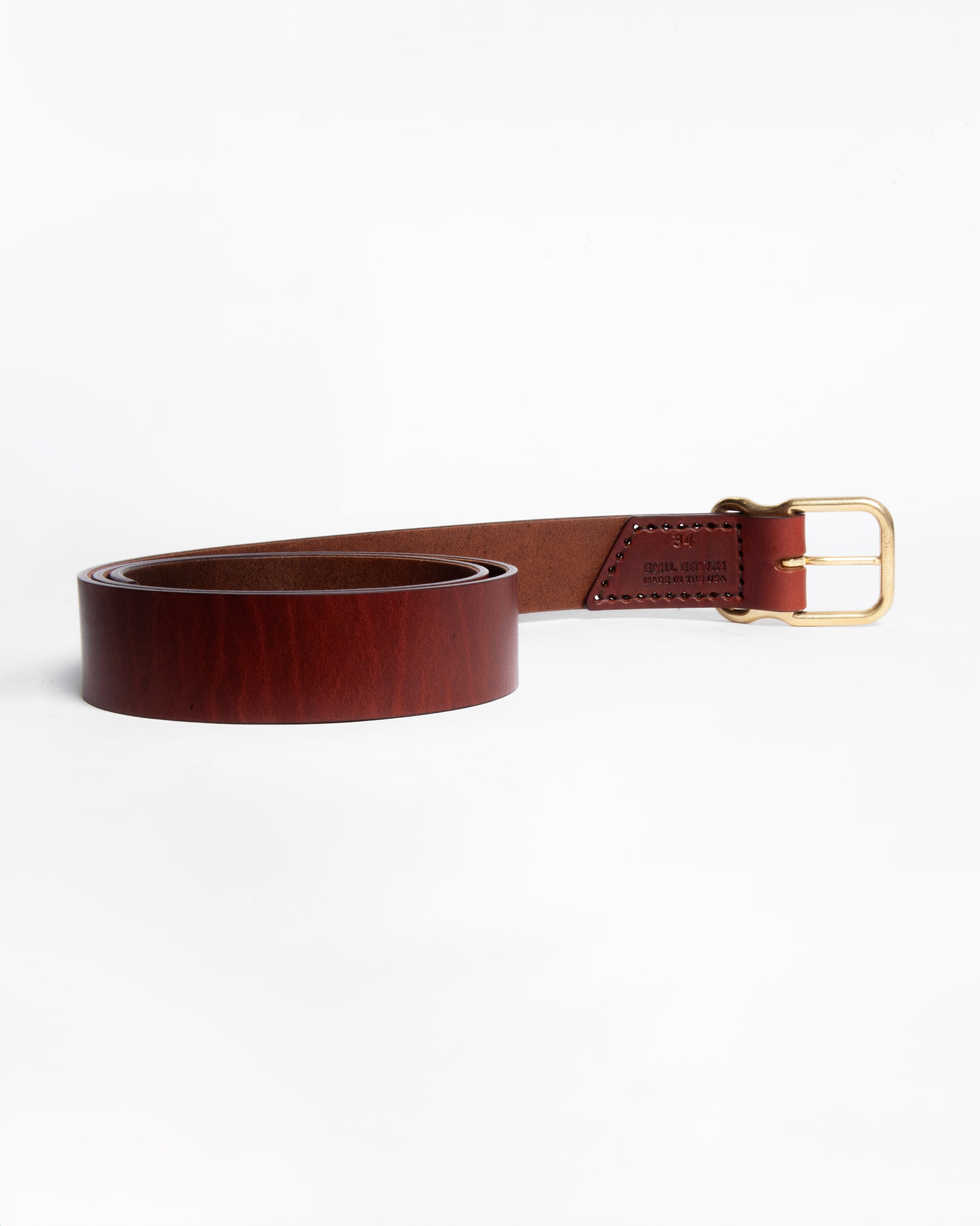 112 Signature Leather Belt - Chestnut - Brass