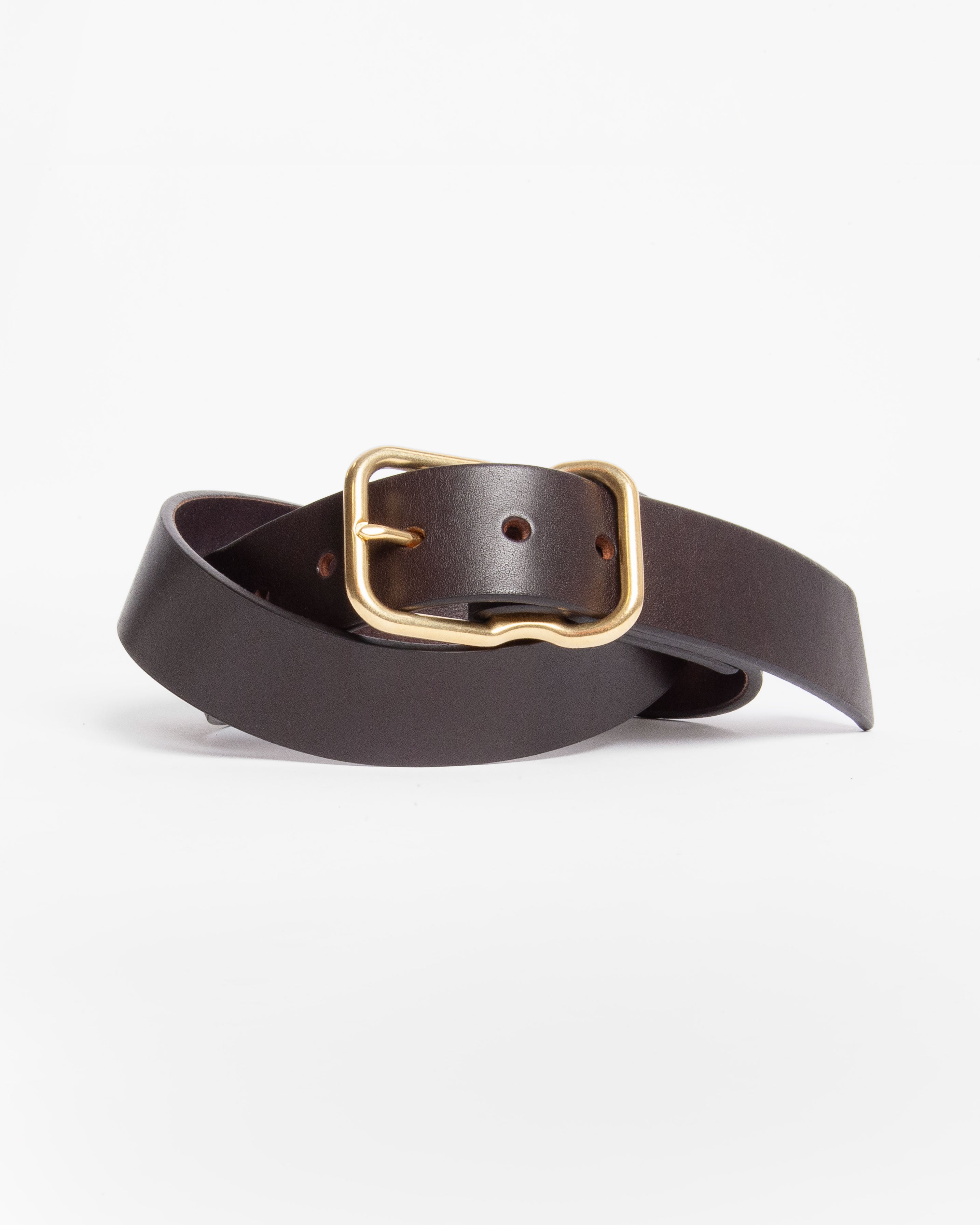 112 Signature Leather Belt - Dark Brown - Brass