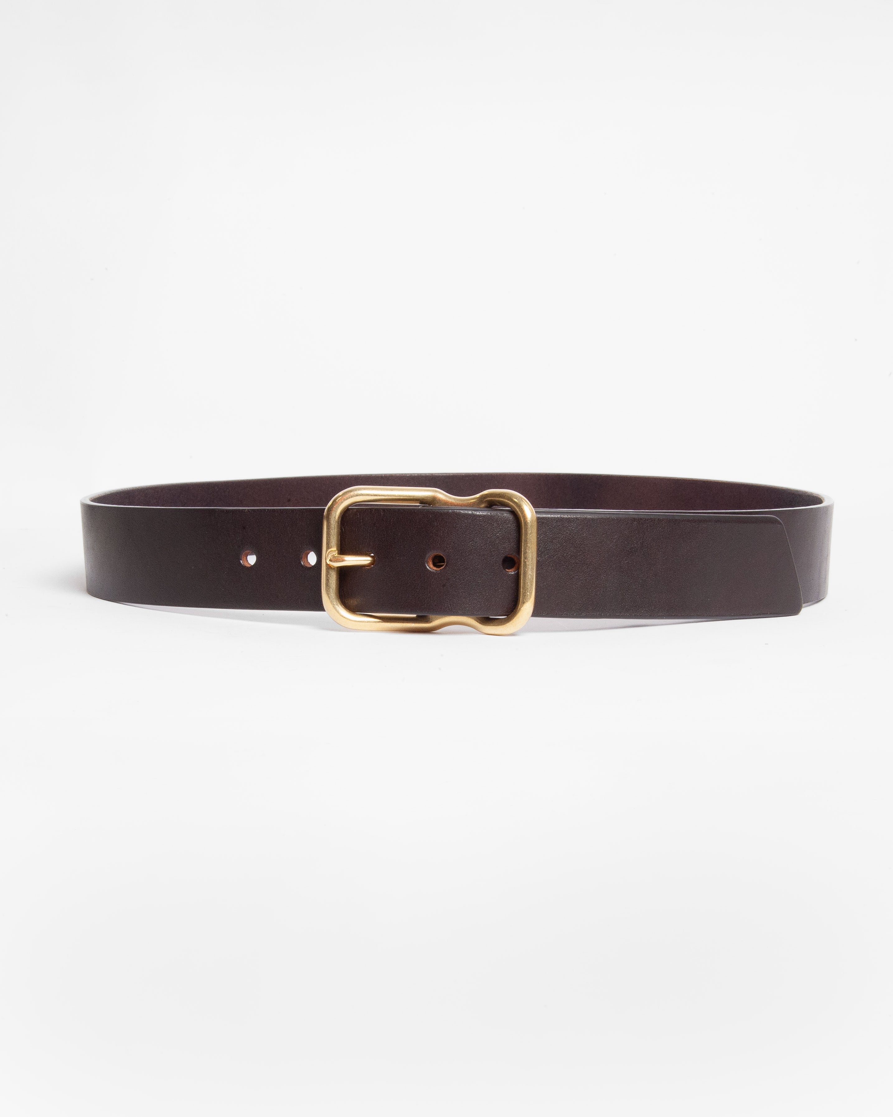 112 Signature Leather Belt - Dark Brown - Brass