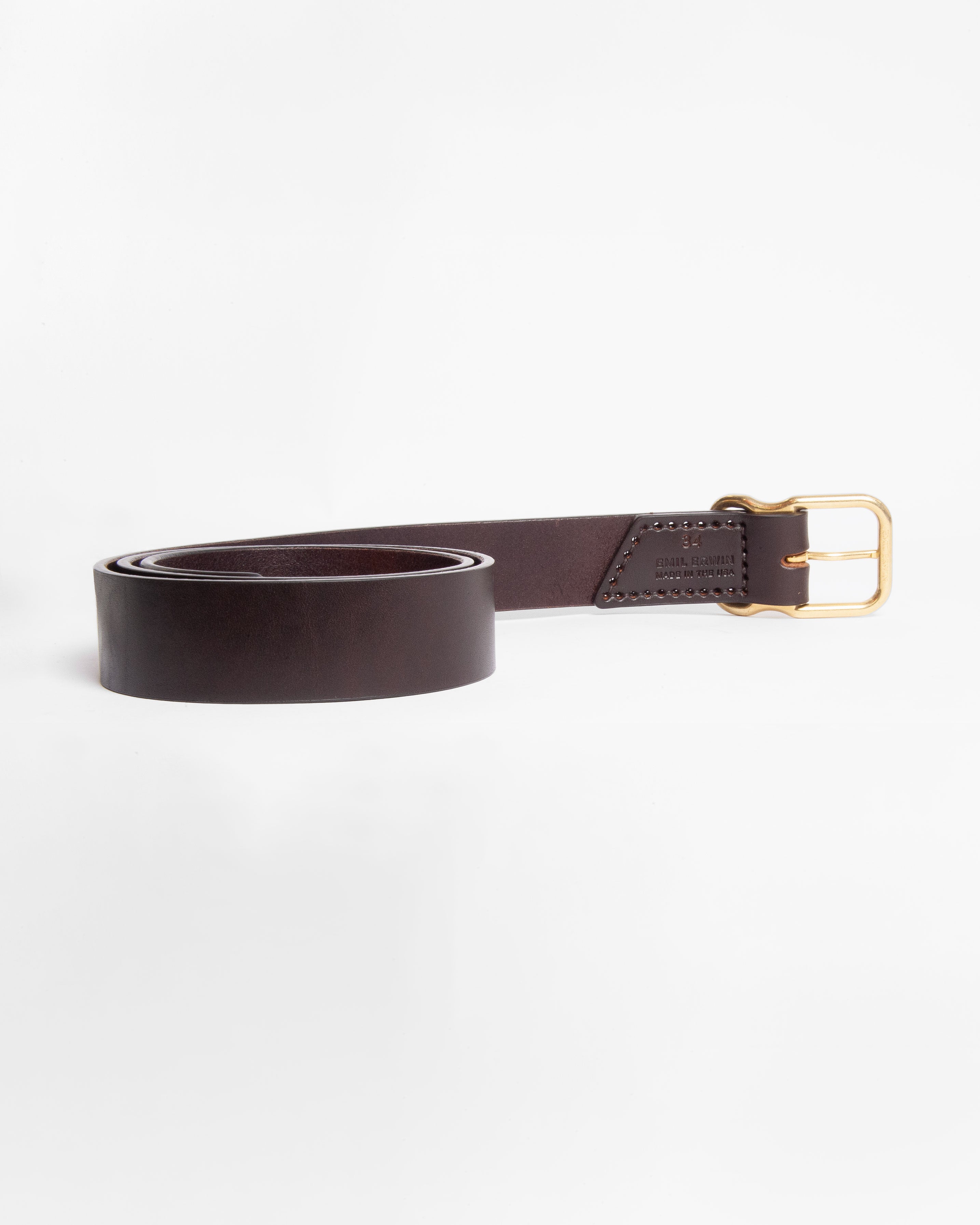 112 Signature Leather Belt - Dark Brown - Brass