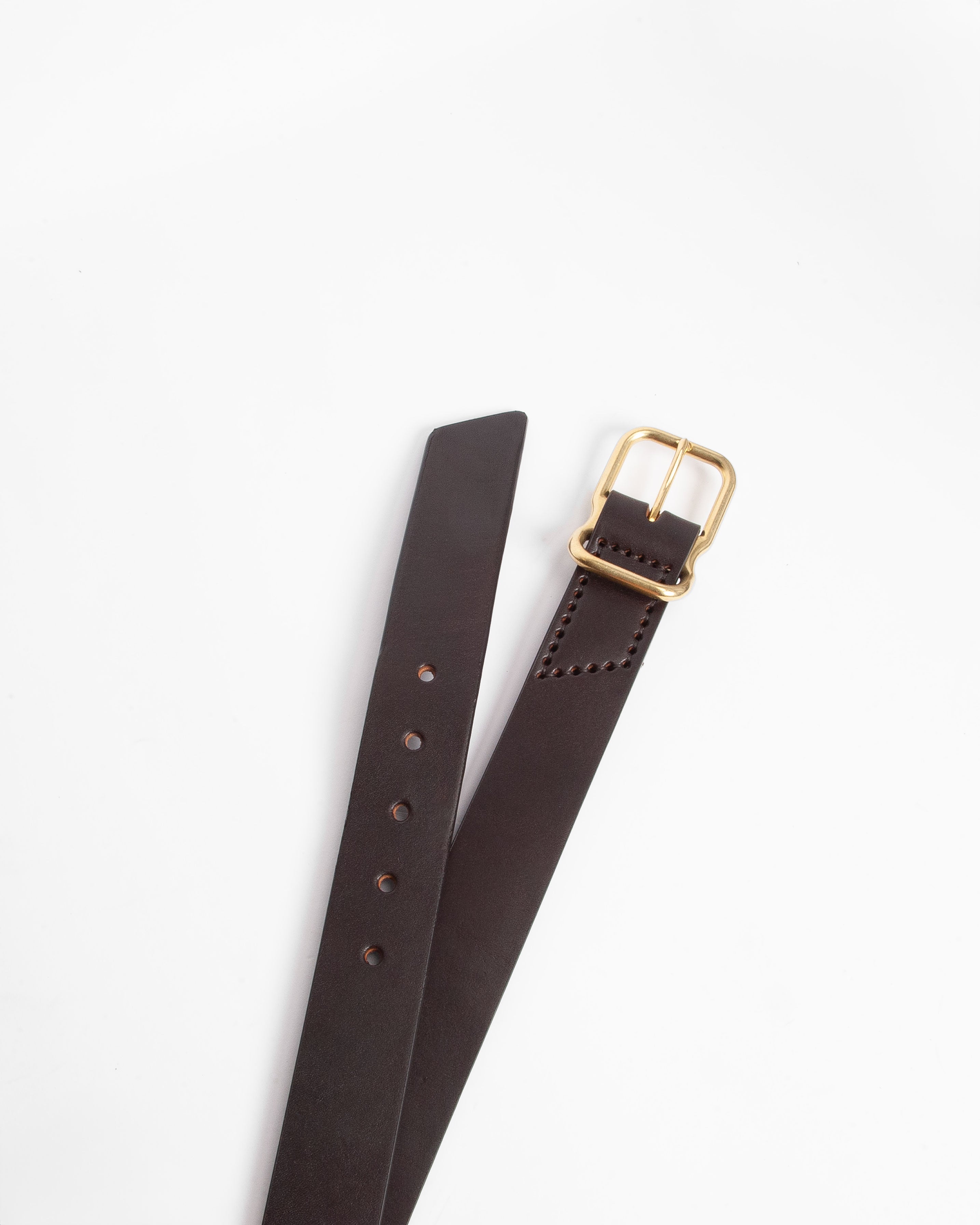 112 Signature Leather Belt - Dark Brown - Brass