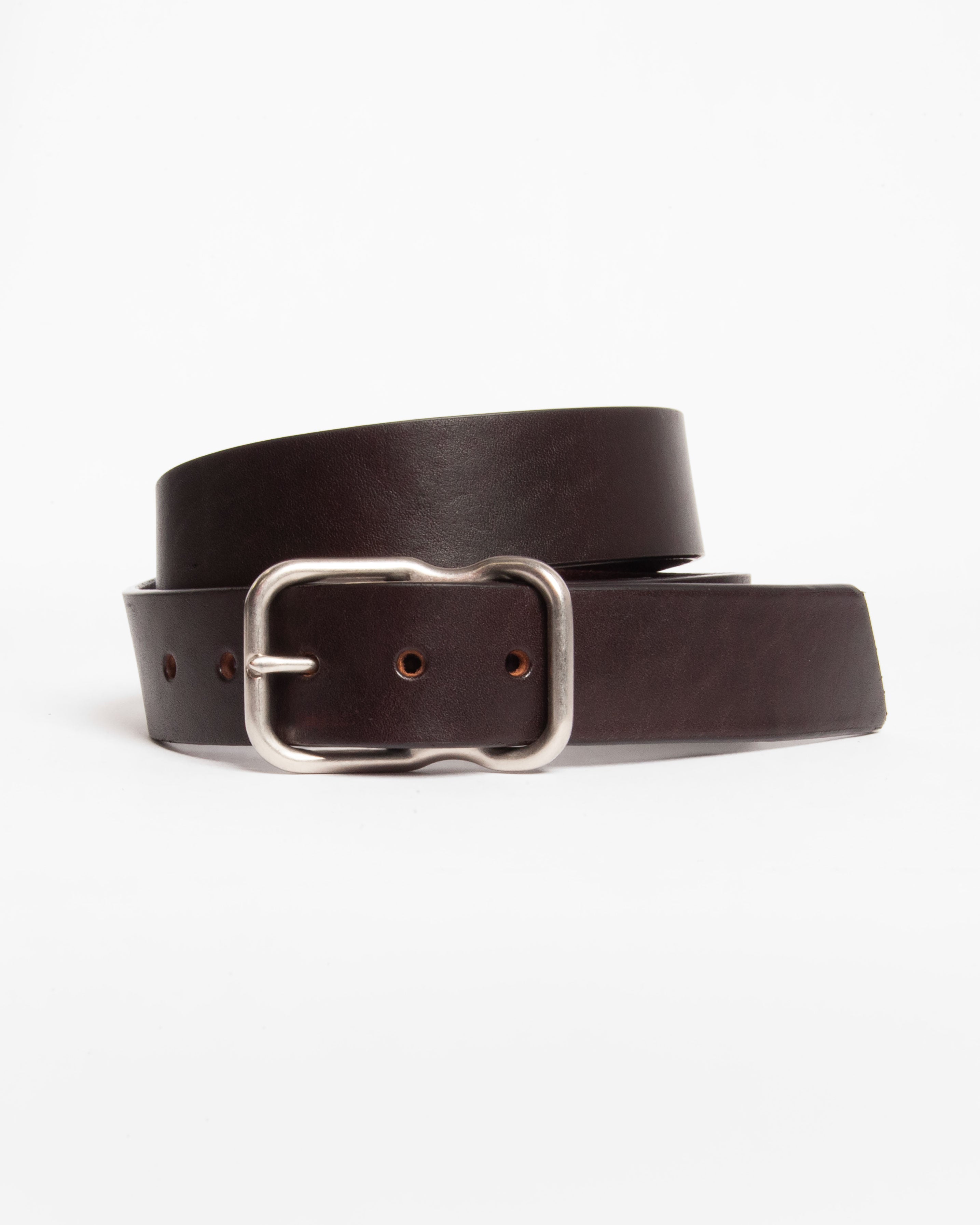 112 Signature Leather Belt - Dark Brown - Nickel