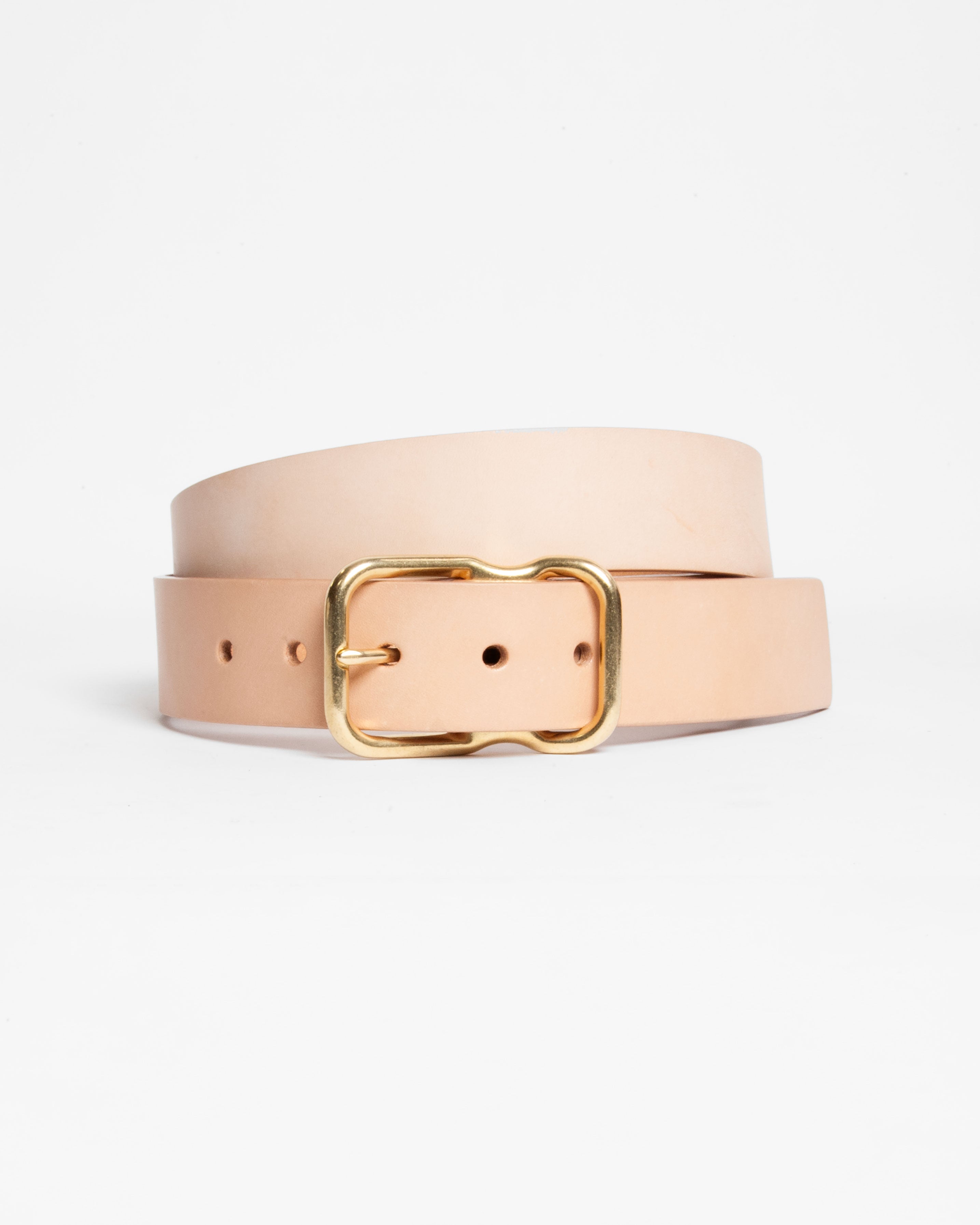 112 Signature Leather Belt - Natural Veg Tan - Brass