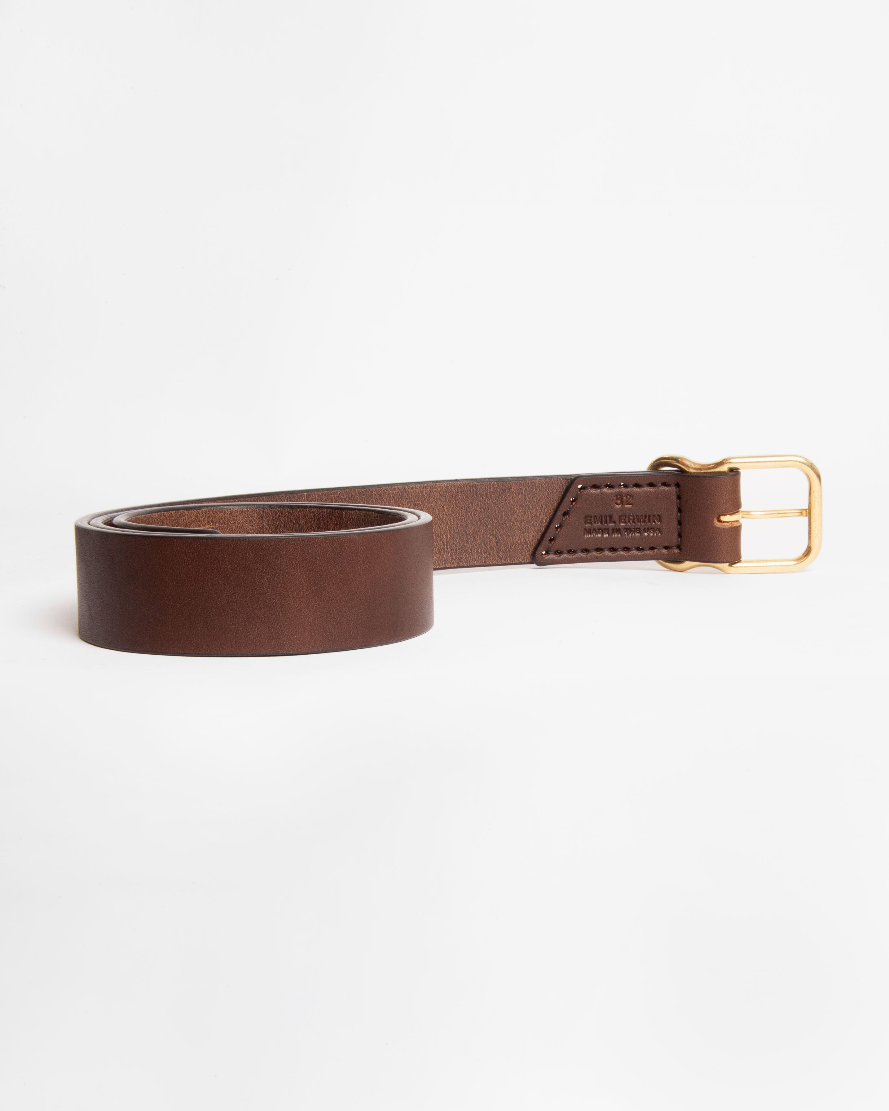 112 Signature Leather Belt - Walnut - Brass