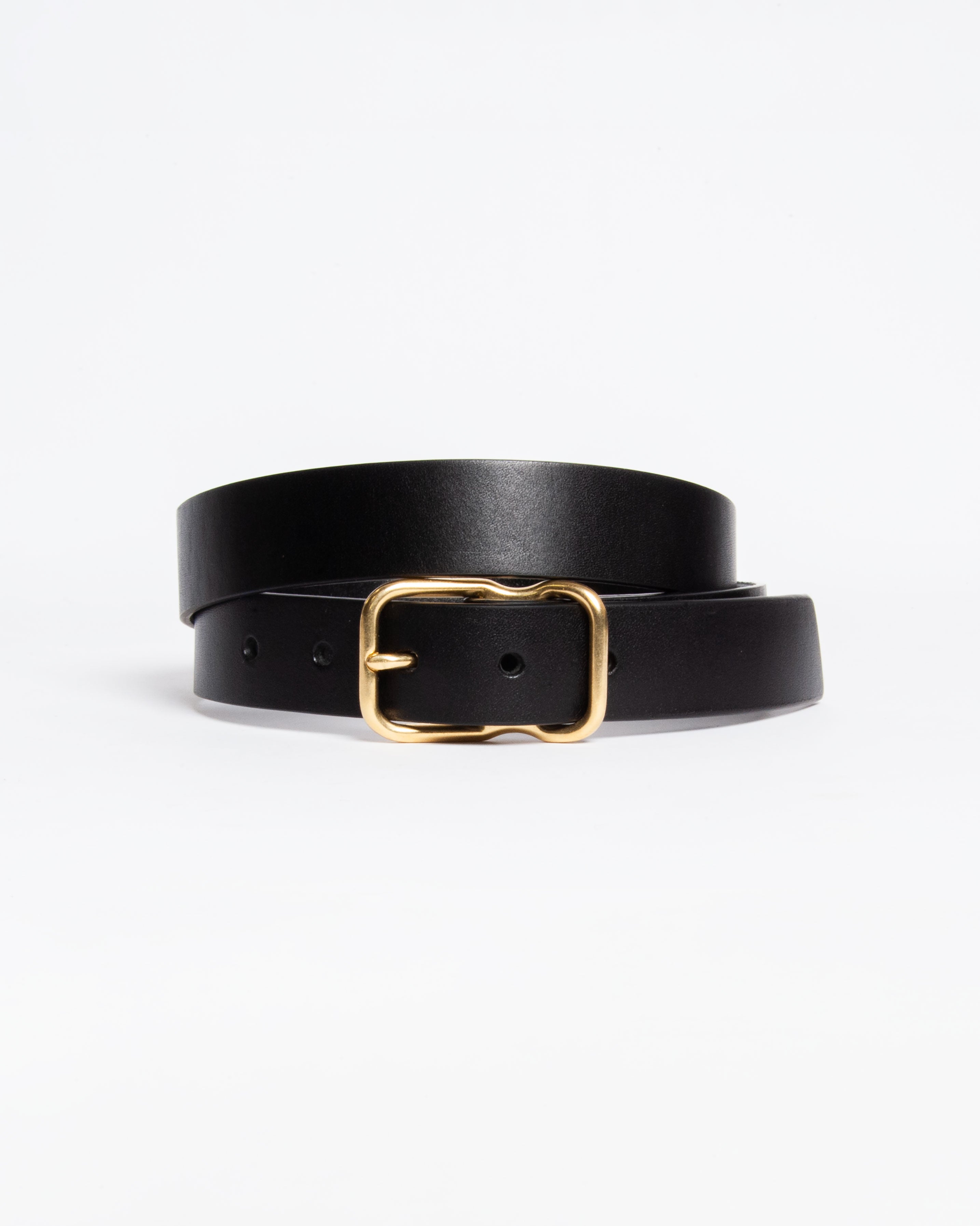 118 Signature Leather Belt - Narrow - Black - Brass