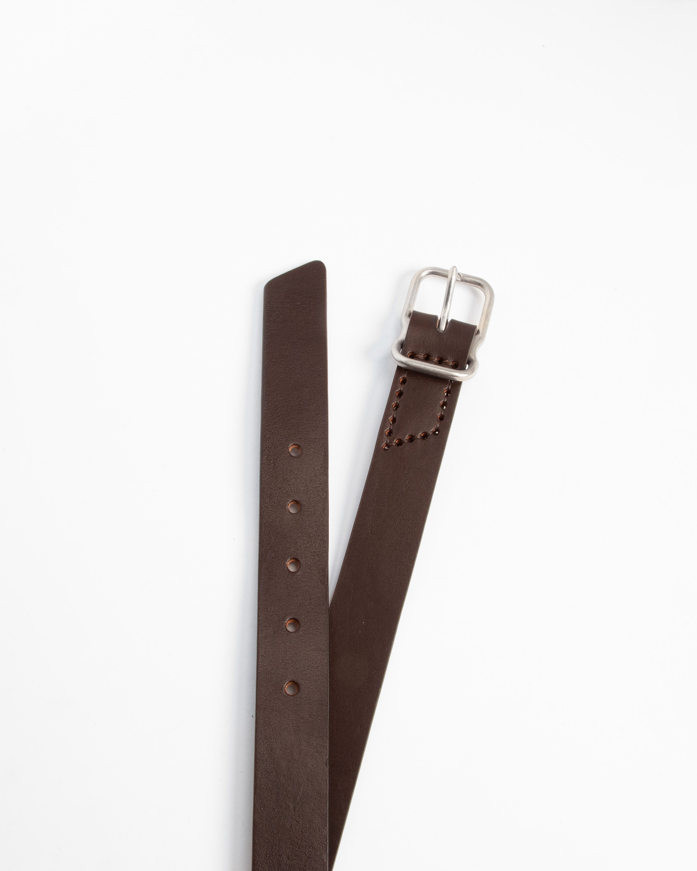 118 Signature Leather Belt - Narrow - Dark Brown - Nickel