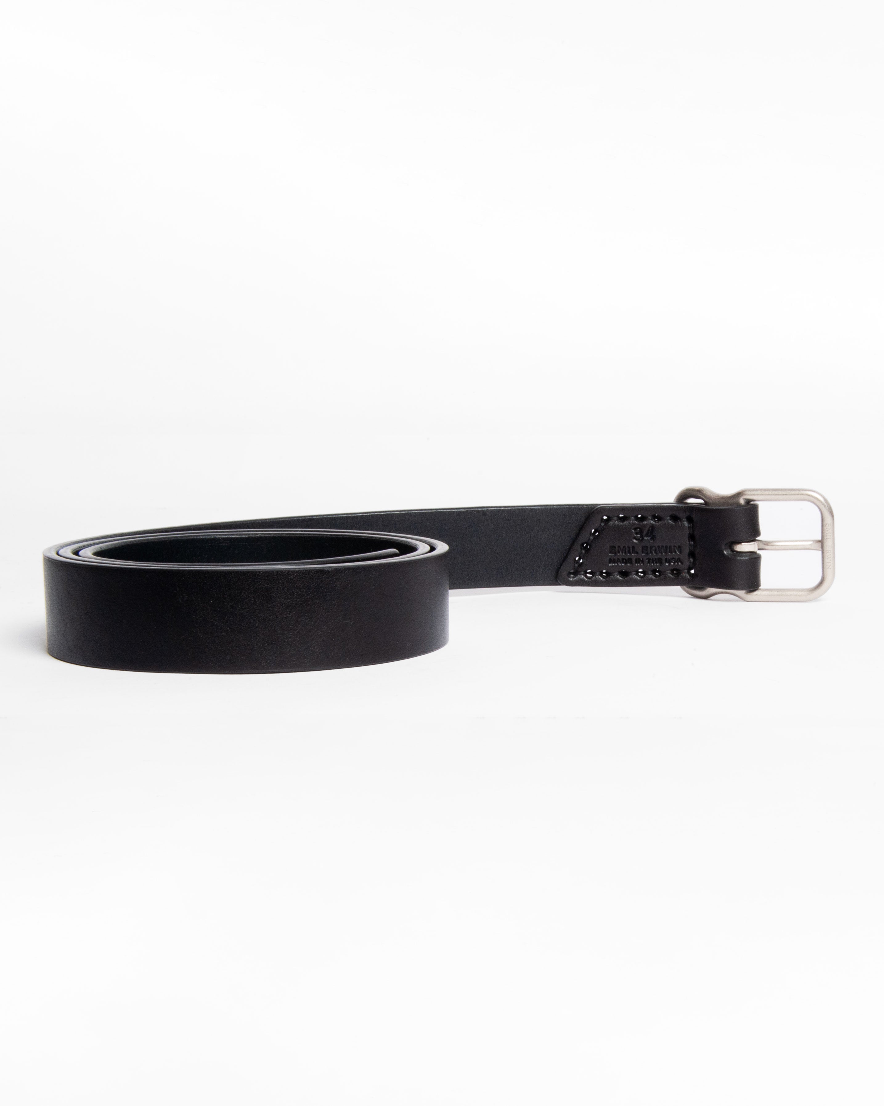 118 Signature Leather Belt - Narrow - Black - Nickel