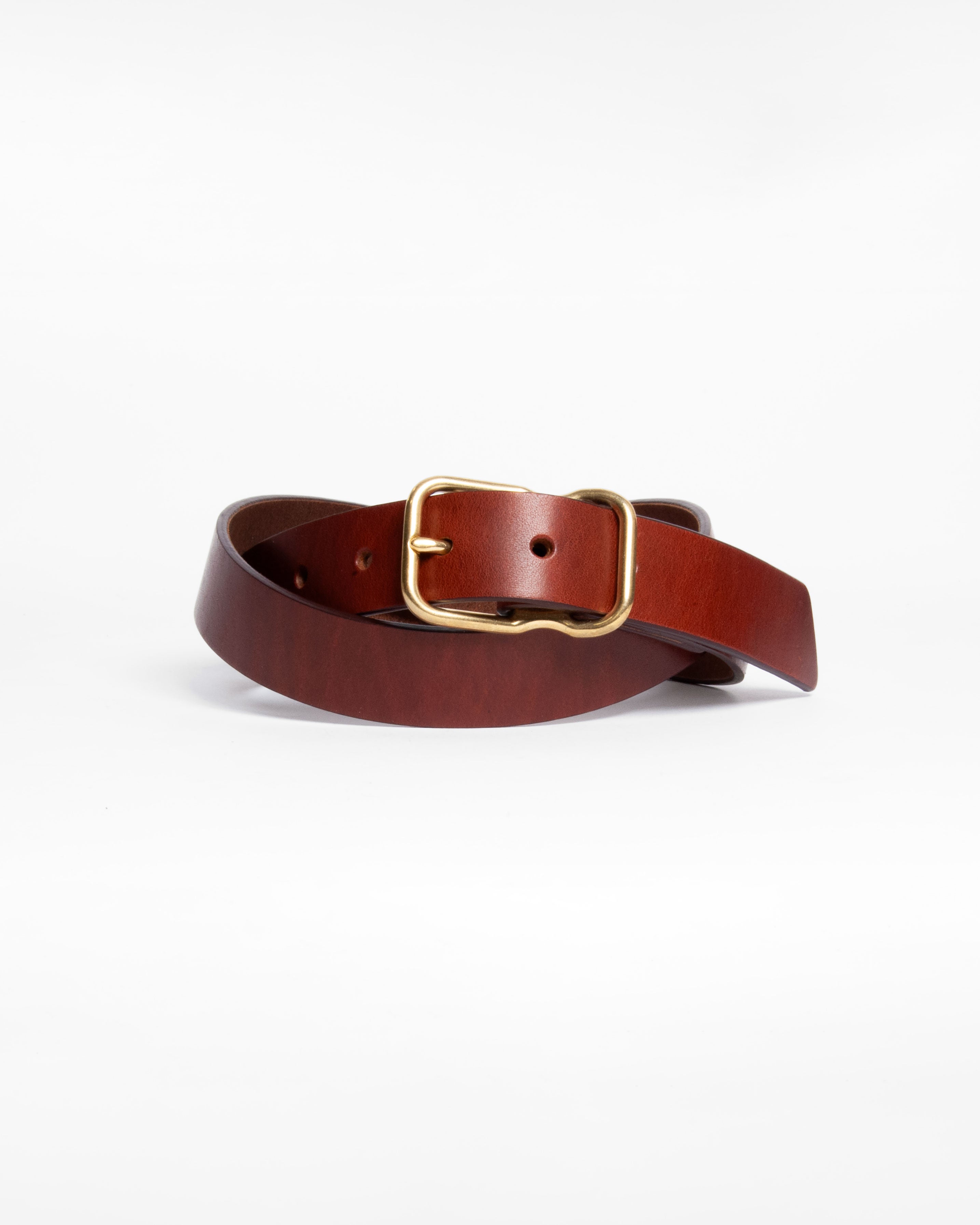 118 Signature Leather Belt - Narrow - Chestnut - Brass