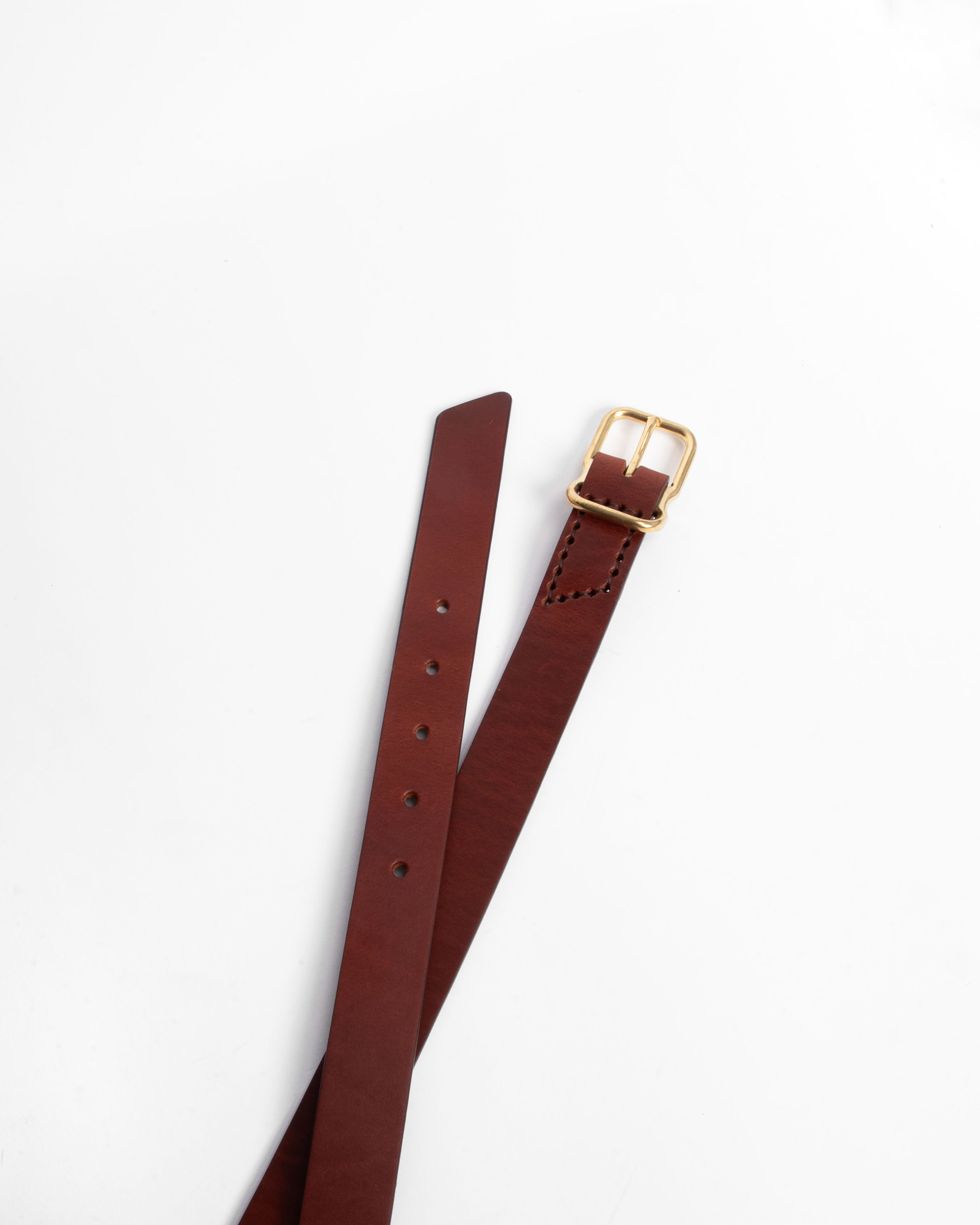 118 Signature Leather Belt - Narrow - Chestnut - Brass