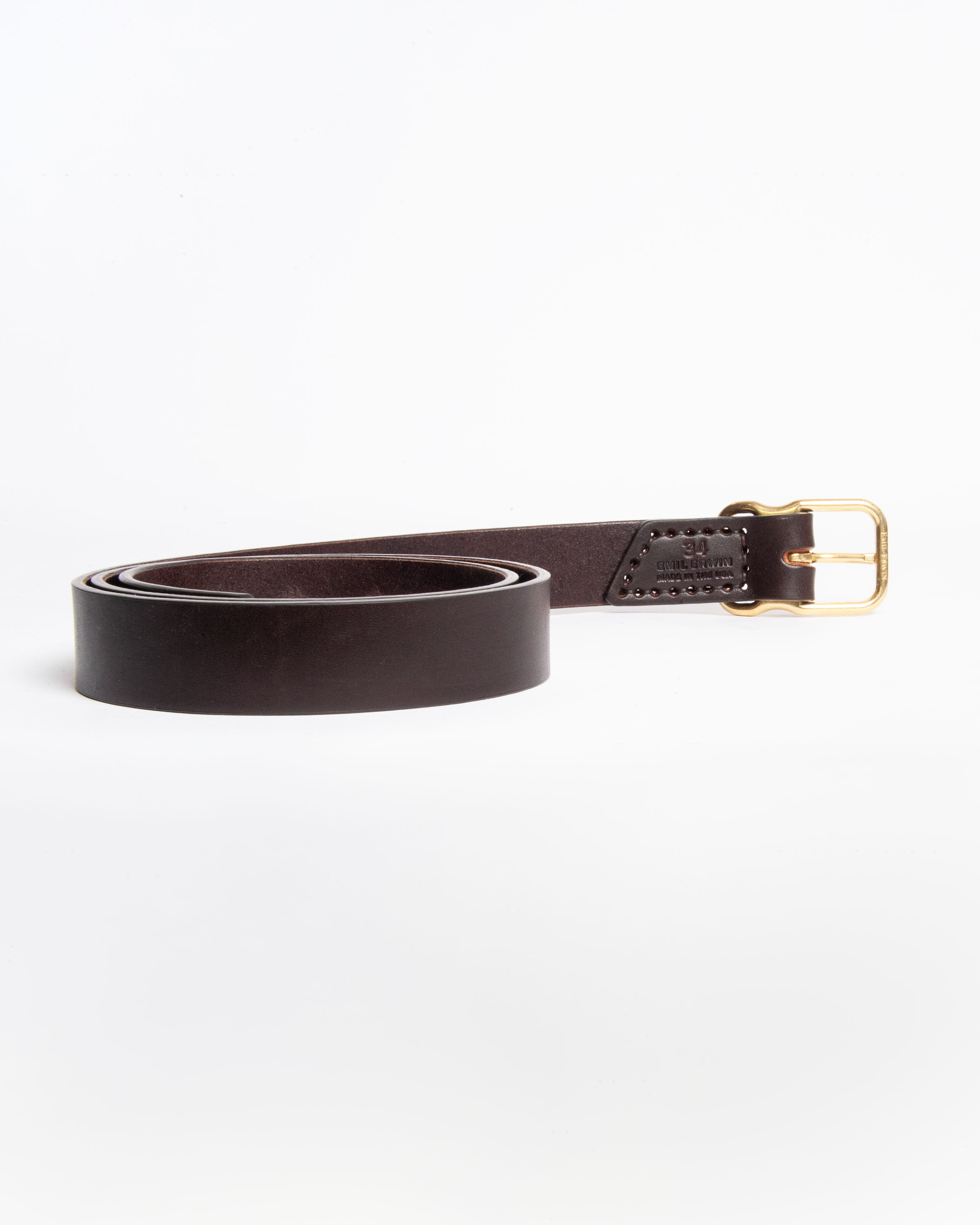 118 Signature Leather Belt - Narrow - Dark Brown - Brass