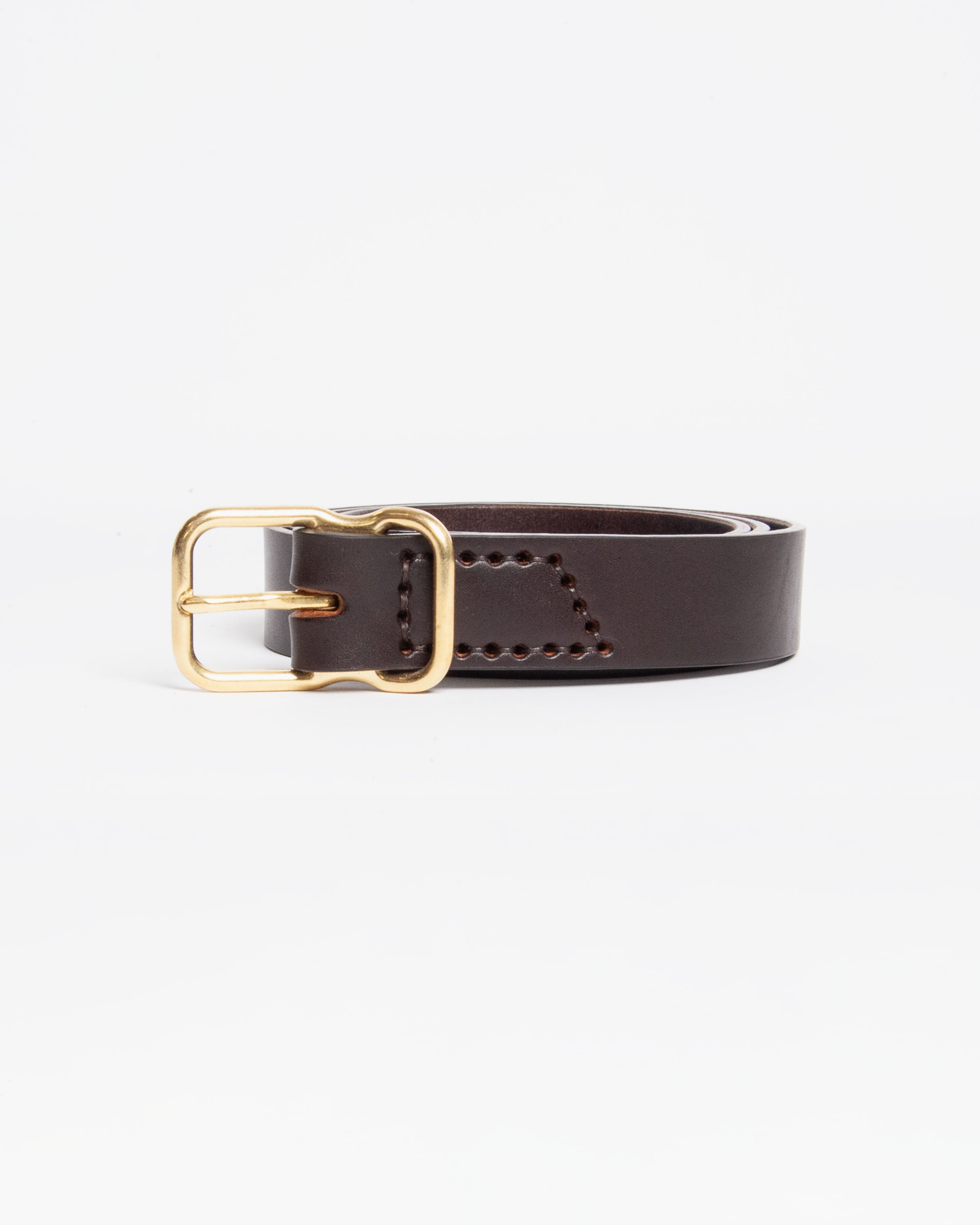 118 Signature Leather Belt - Narrow - Dark Brown - Brass