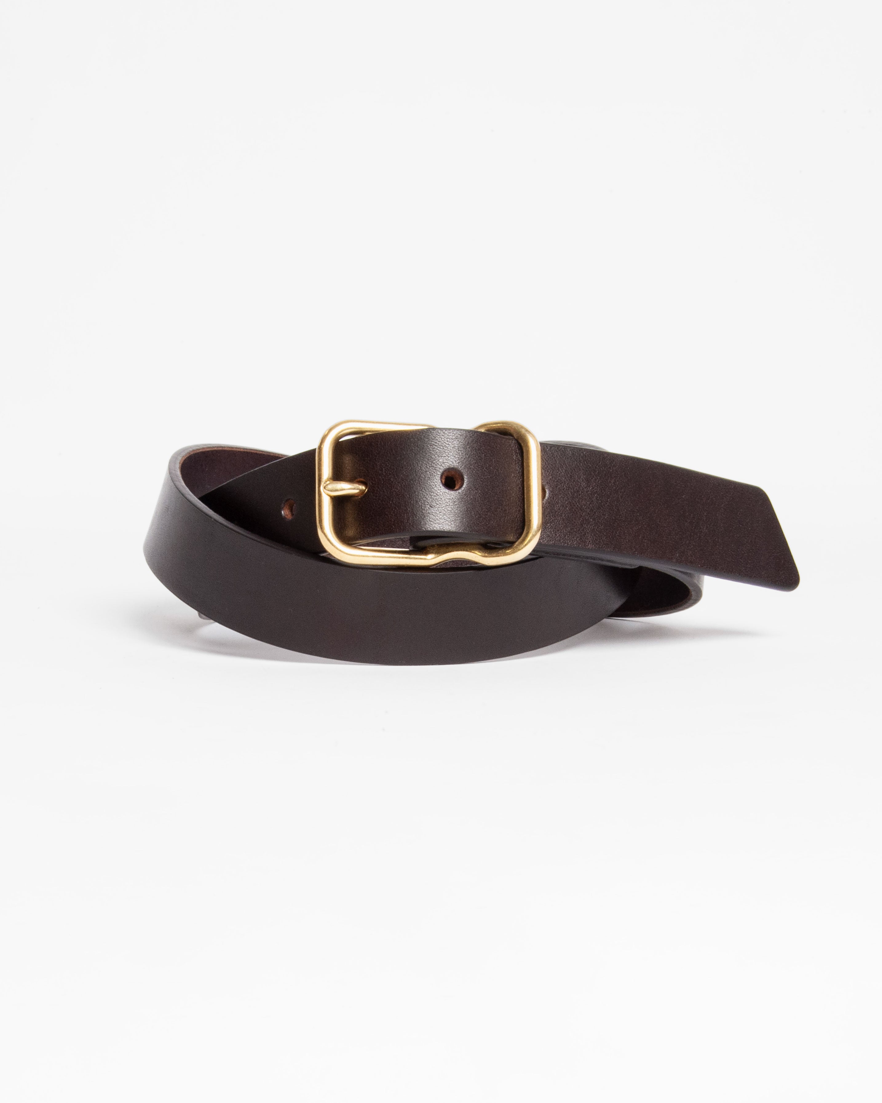 118 Signature Leather Belt - Narrow - Dark Brown - Brass