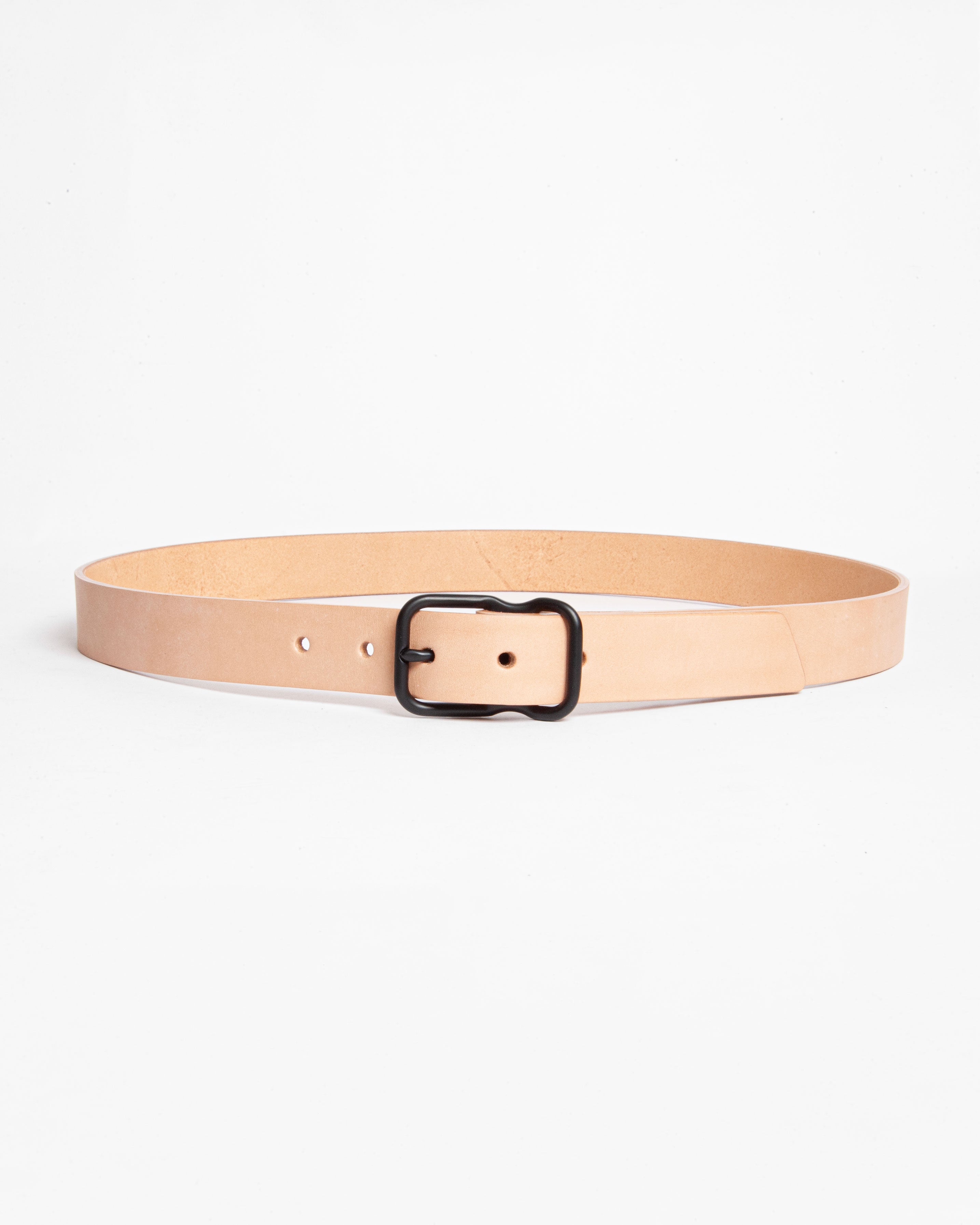 118 Signature Leather Belt - Narrow - Natural - Black