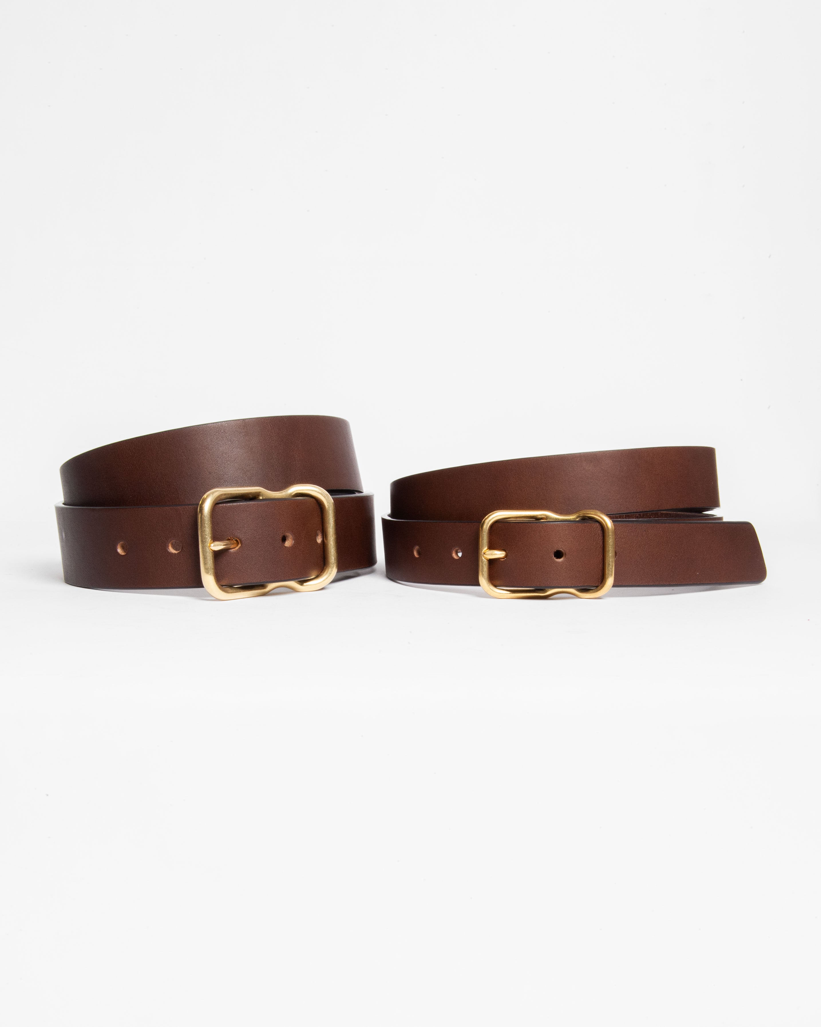 118 Signature Leather Belt - Narrow - Walnut - Brass