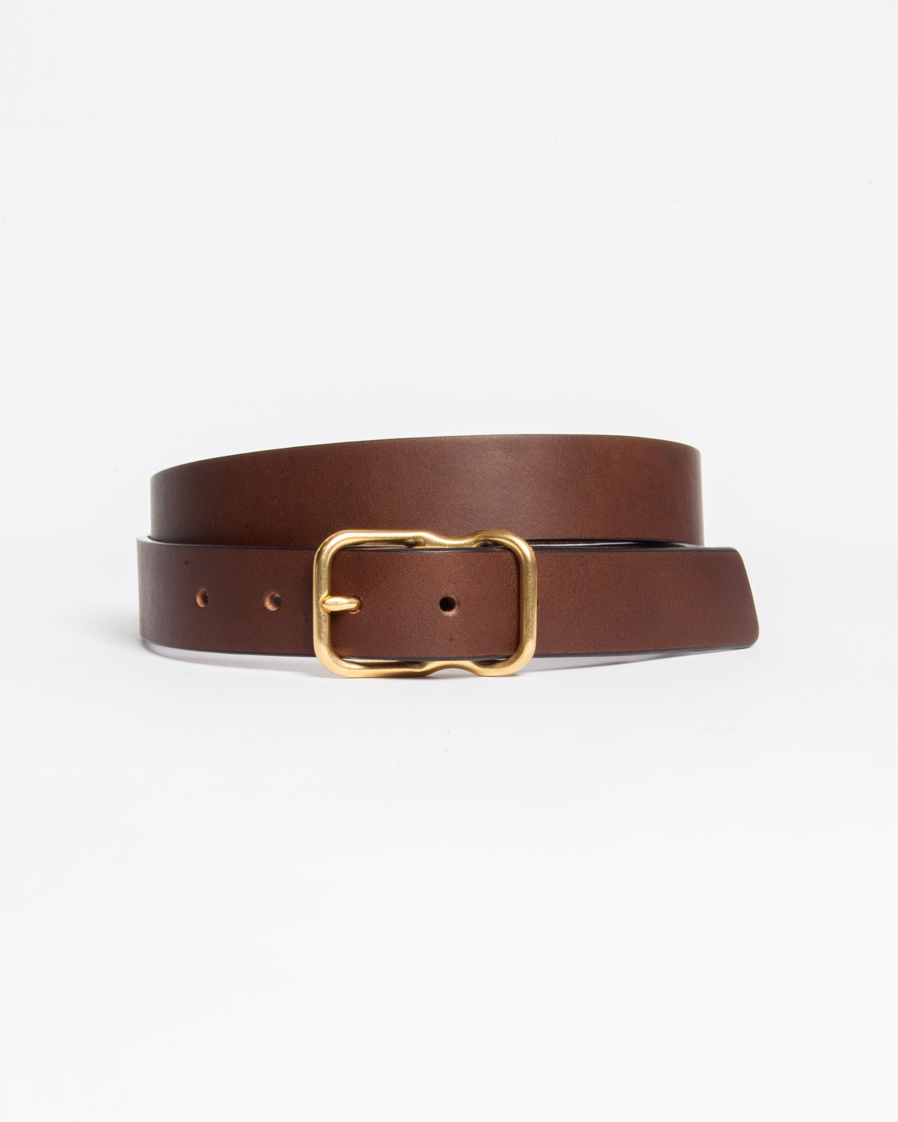 118 Signature Leather Belt - Narrow - Walnut - Brass