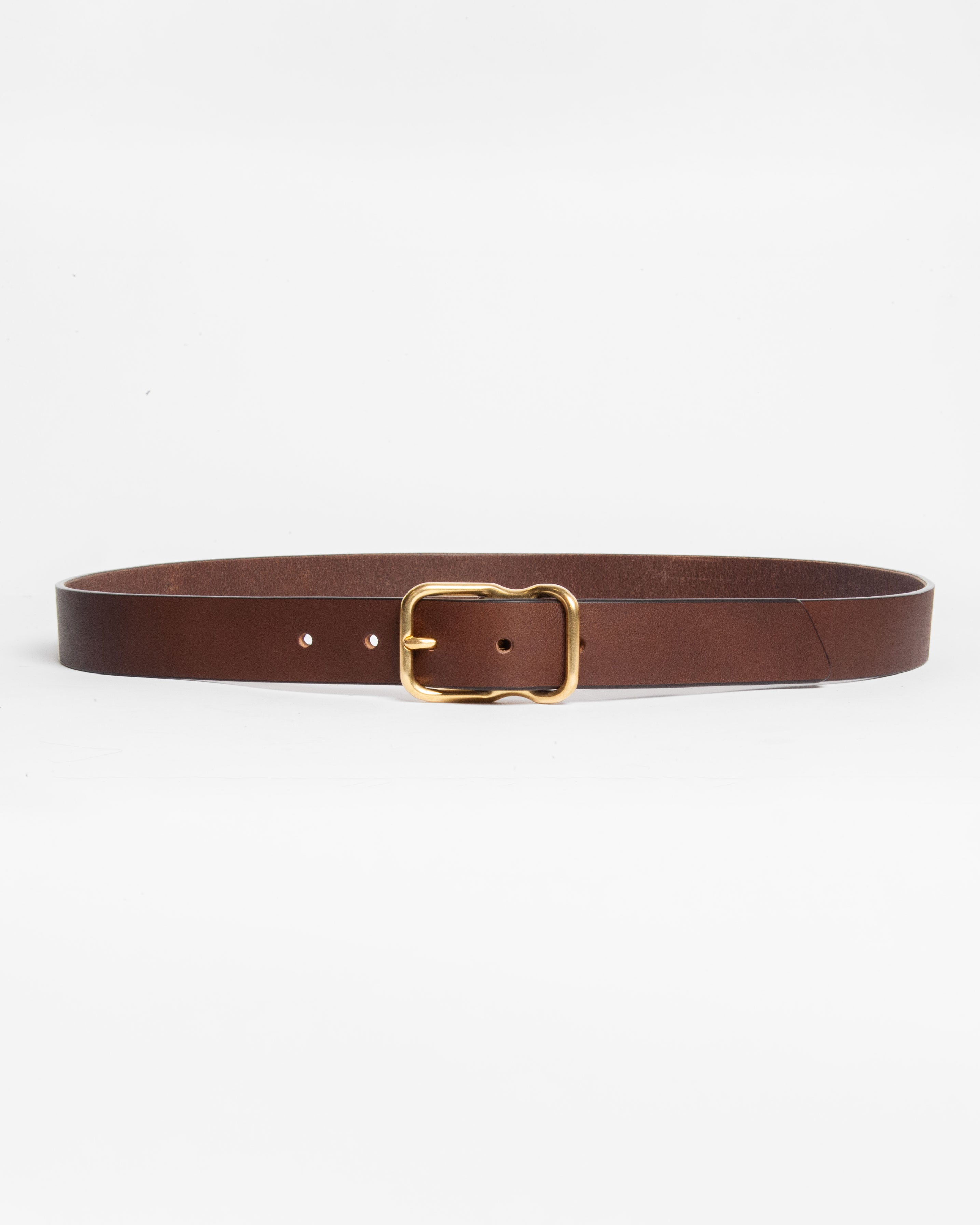 118 Signature Leather Belt - Narrow - Walnut - Brass