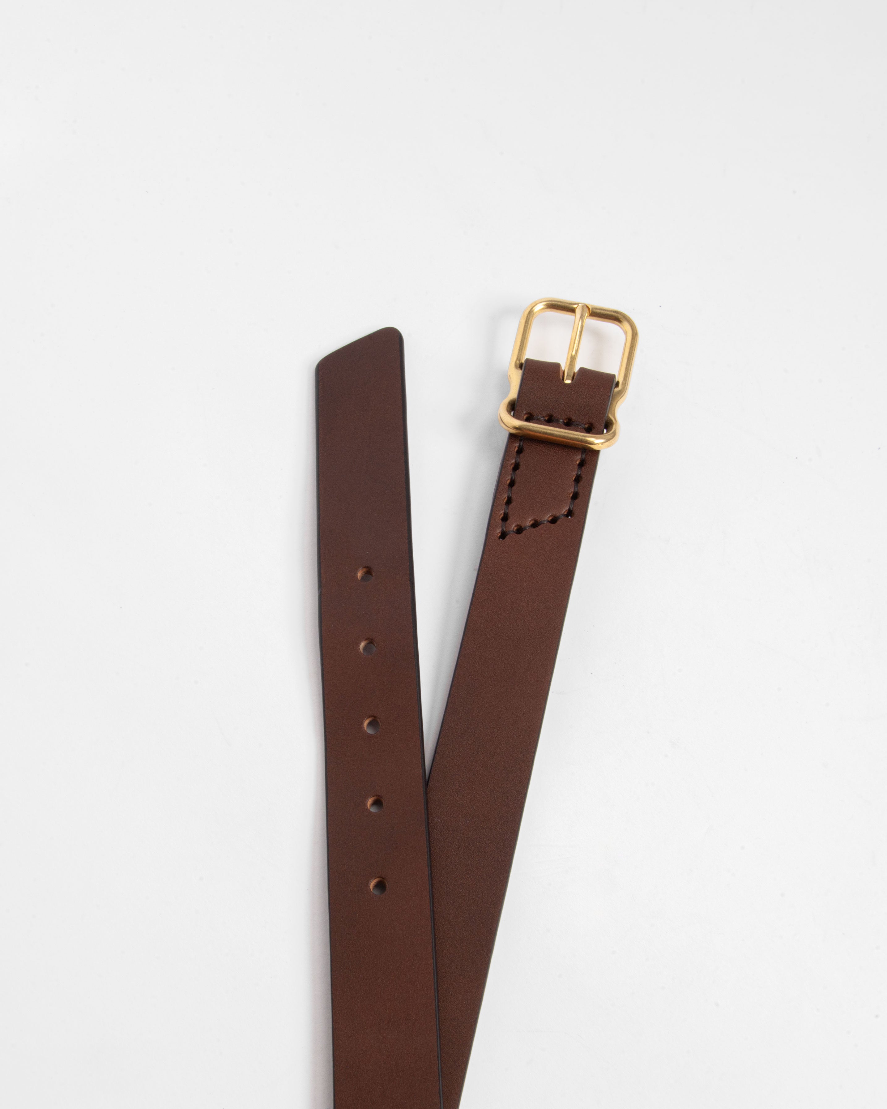118 Signature Leather Belt - Narrow - Walnut - Brass