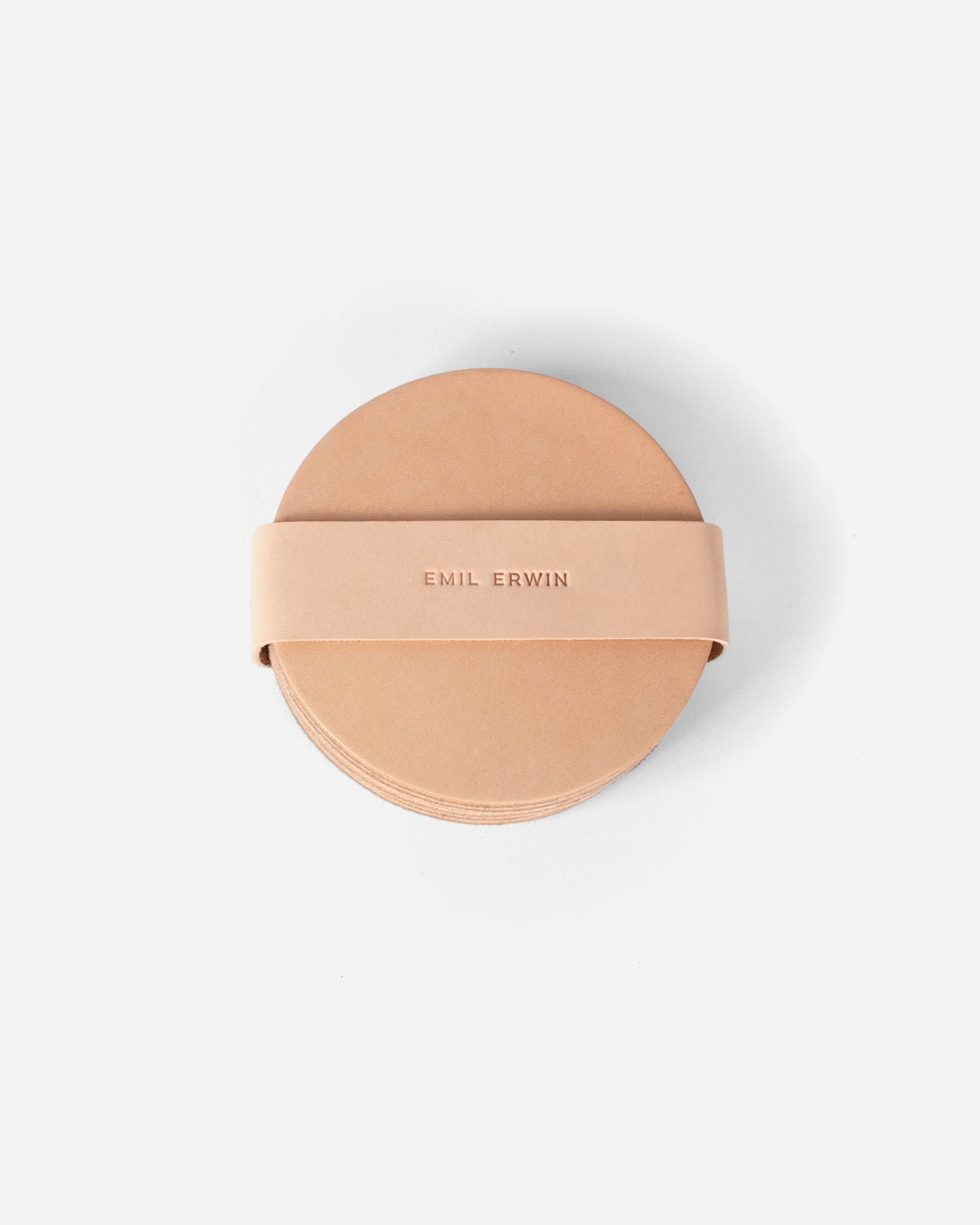 Natural Veg Tan Leather Coasters - Round