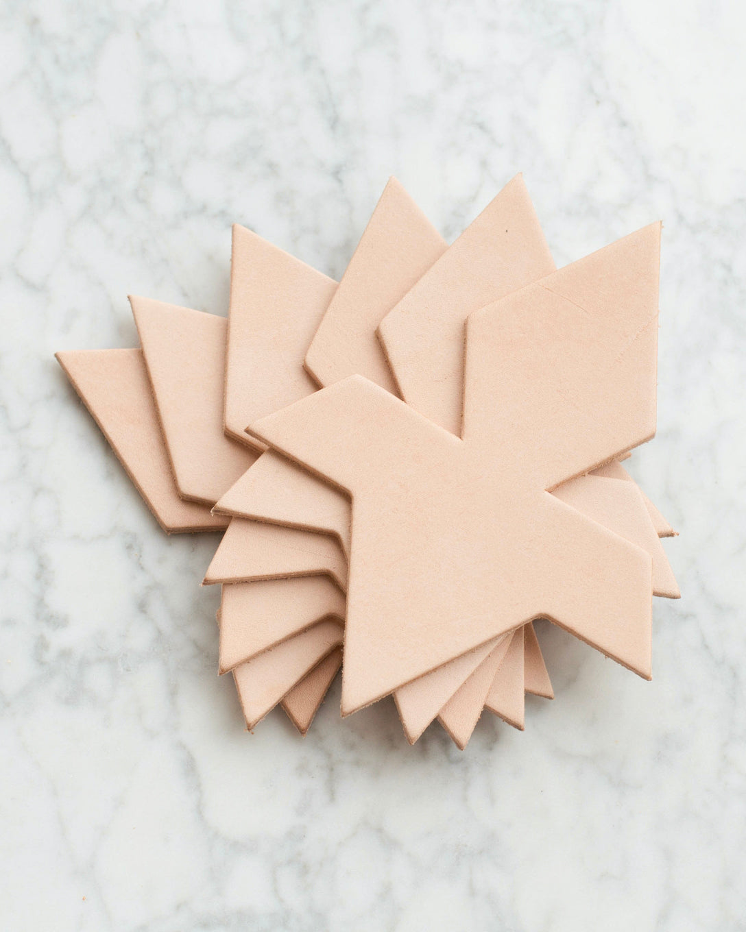 Natural Veg Tan Leather Coasters - Puzzle/Tesselation