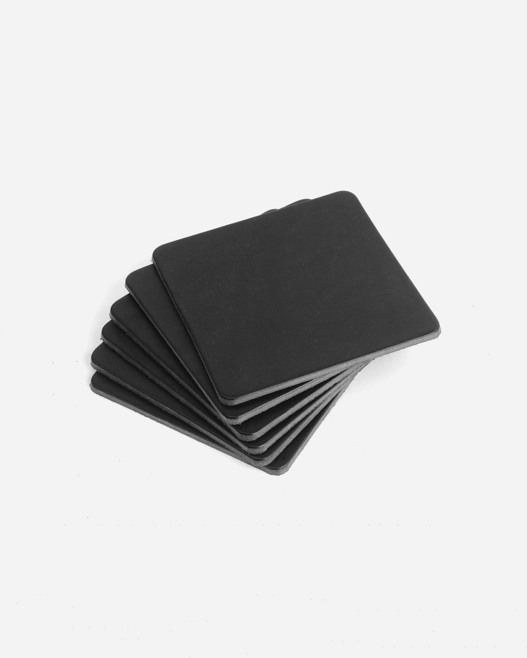 Black Veg Tan Leather Coasters - Square