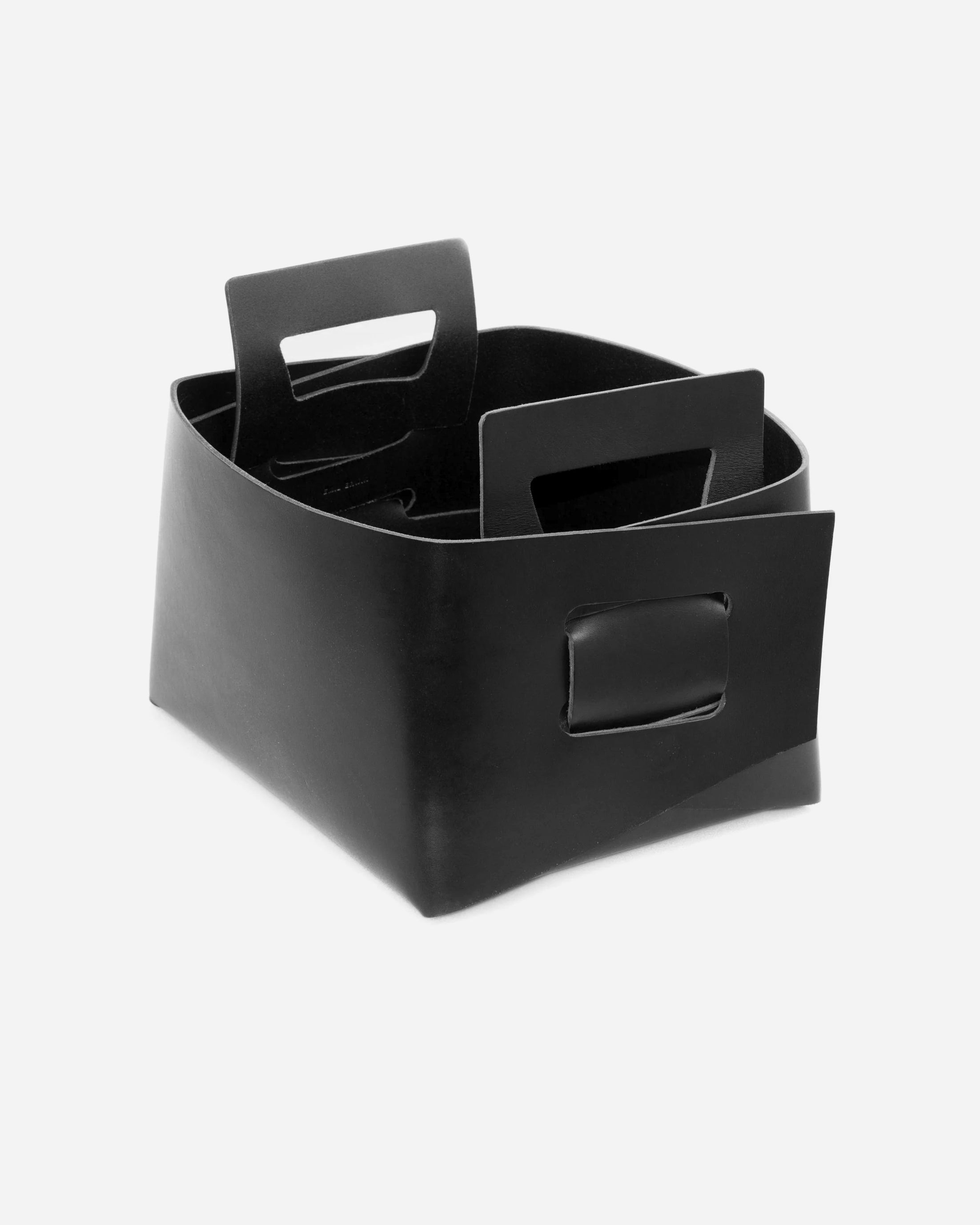 Large Leather Basket in Black