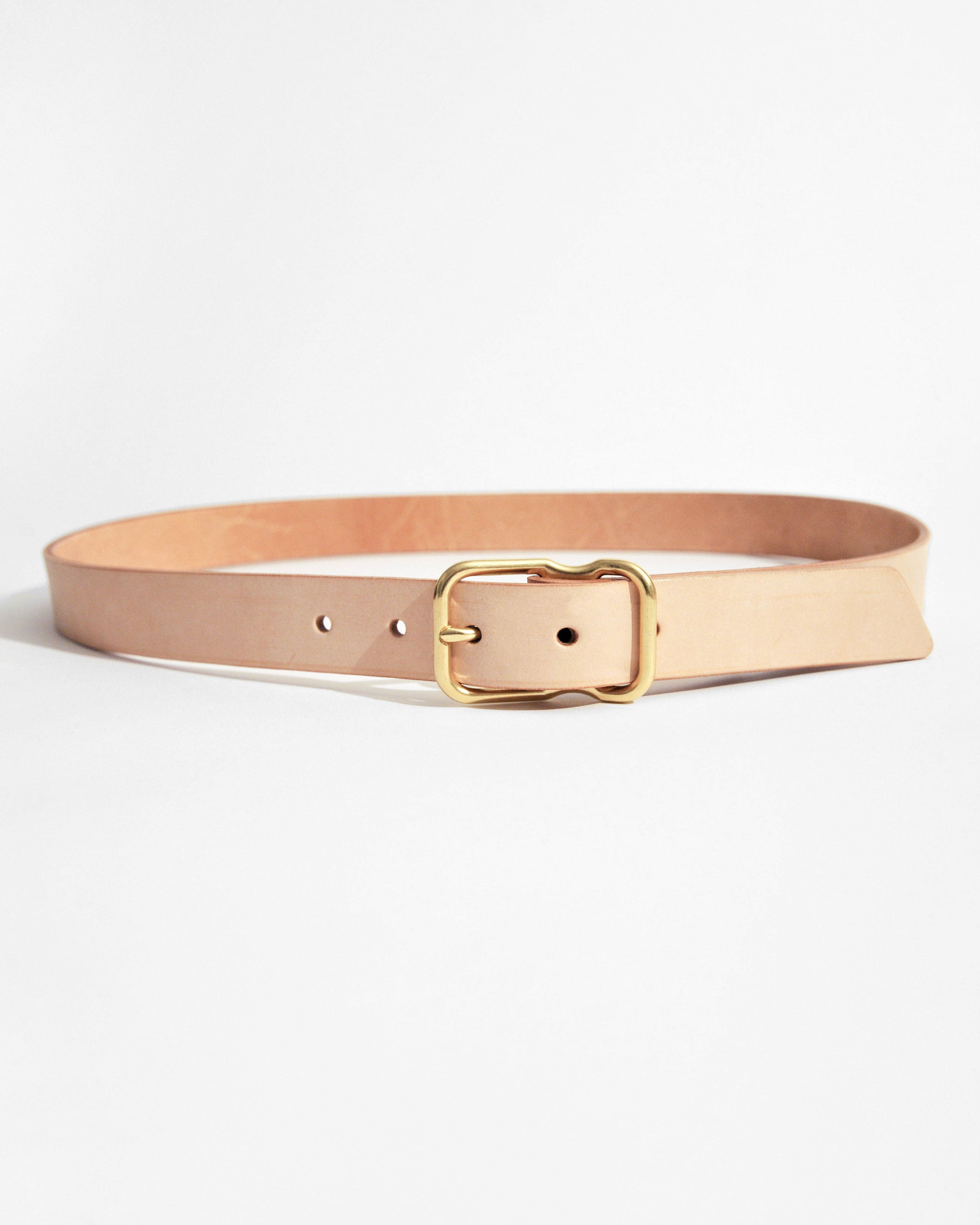 118 Signature Leather Belt - Narrow - Natural - Brass