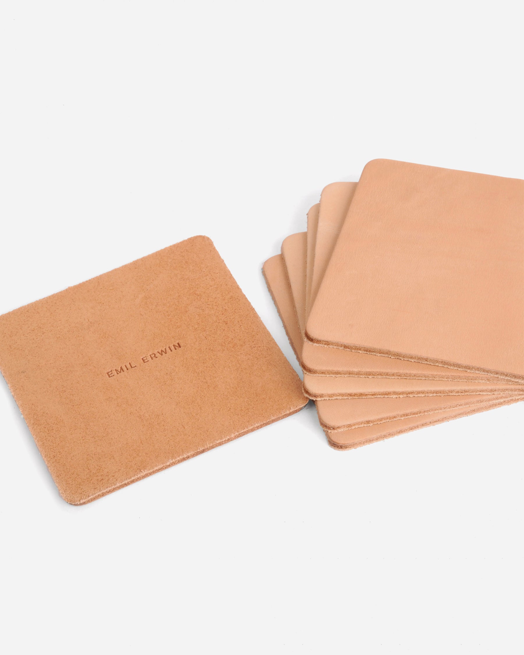 Natural Veg Tan Leather Coasters - Square