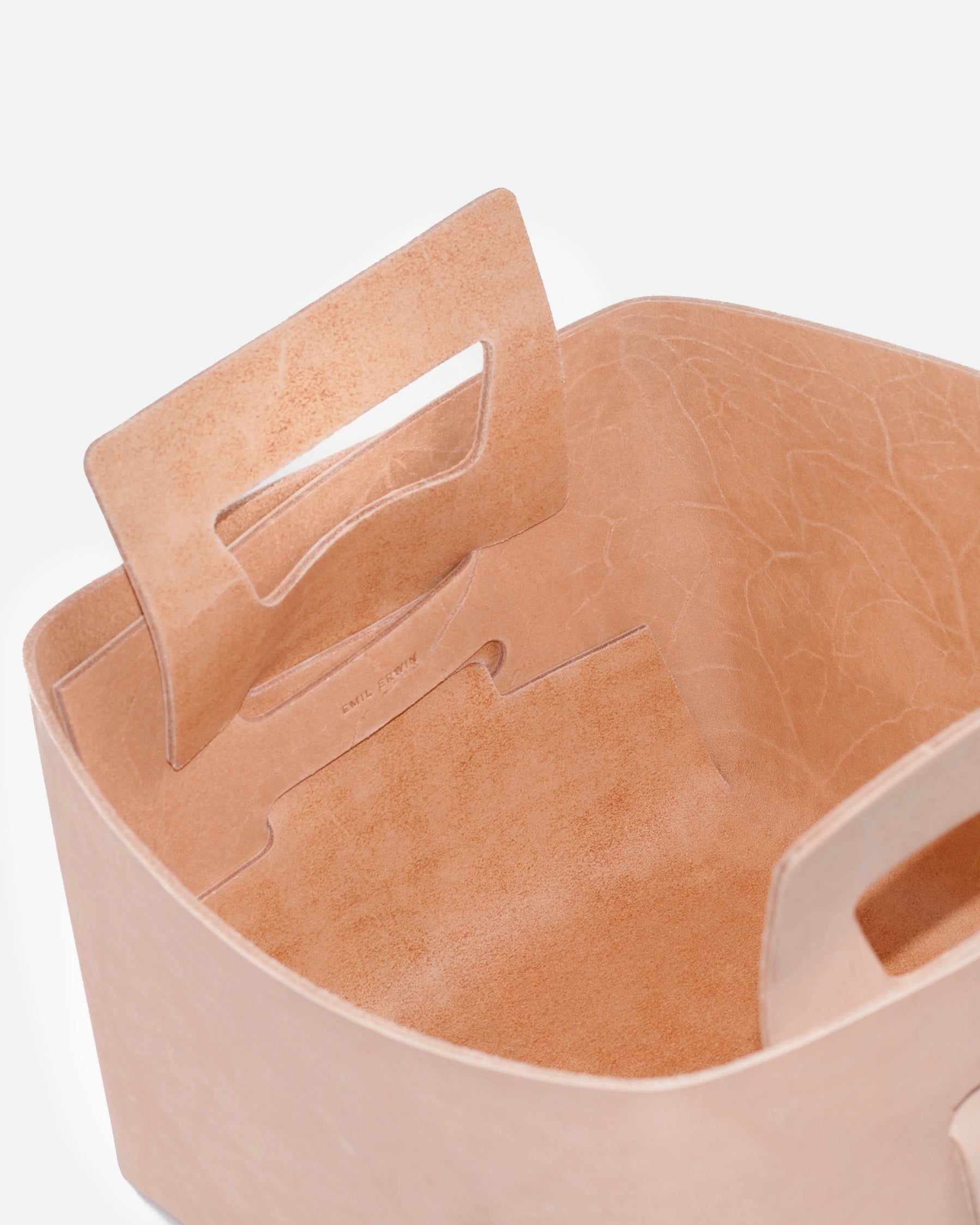 Small Leather Basket in Natural