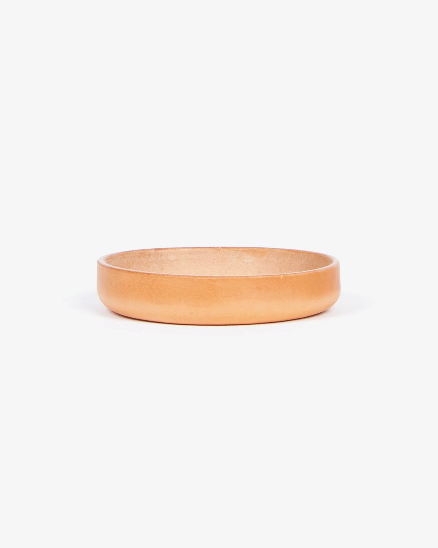 Small Round Leather Tray in Natural