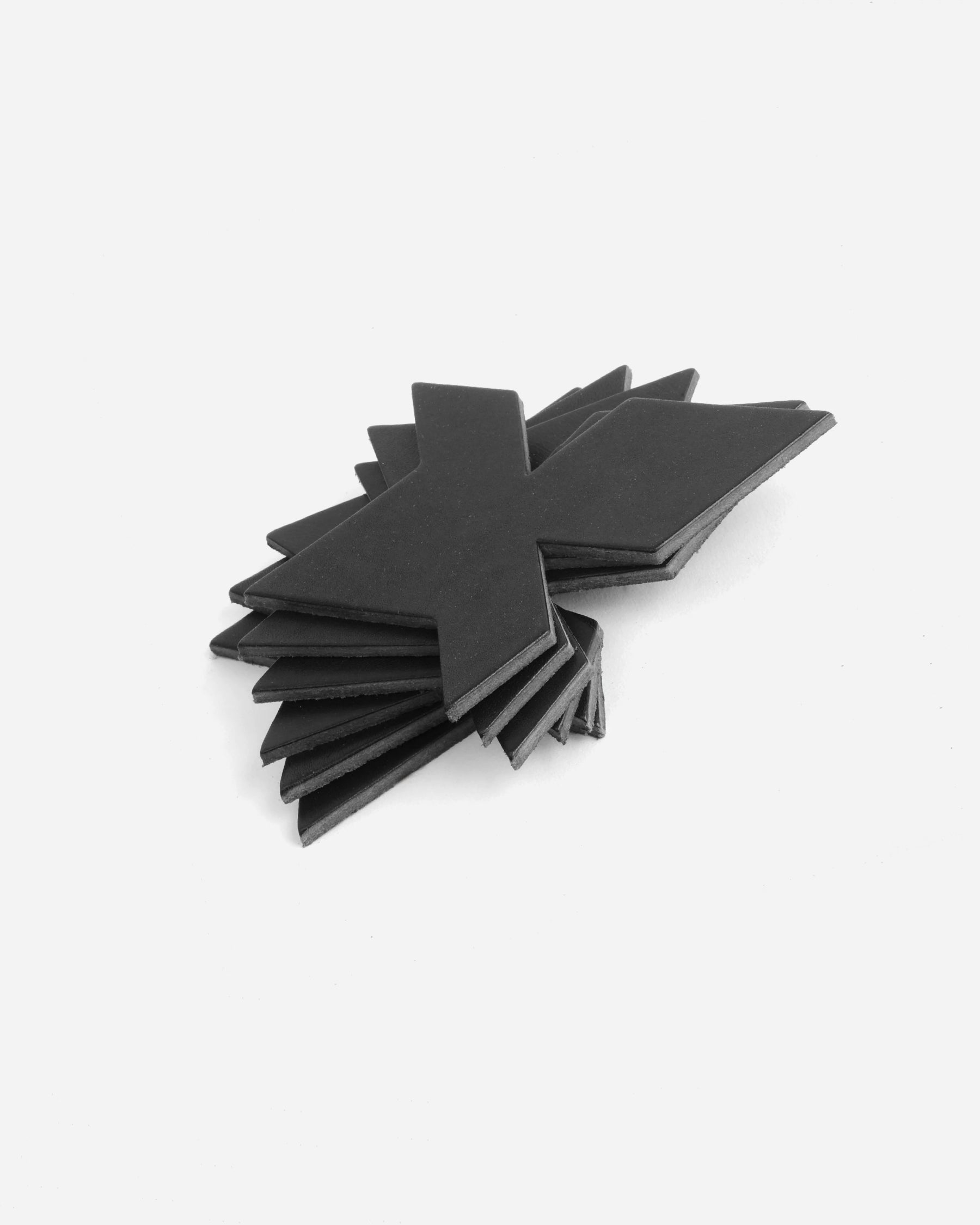 Black Veg Tan Leather Coasters - Puzzle/Tesselation