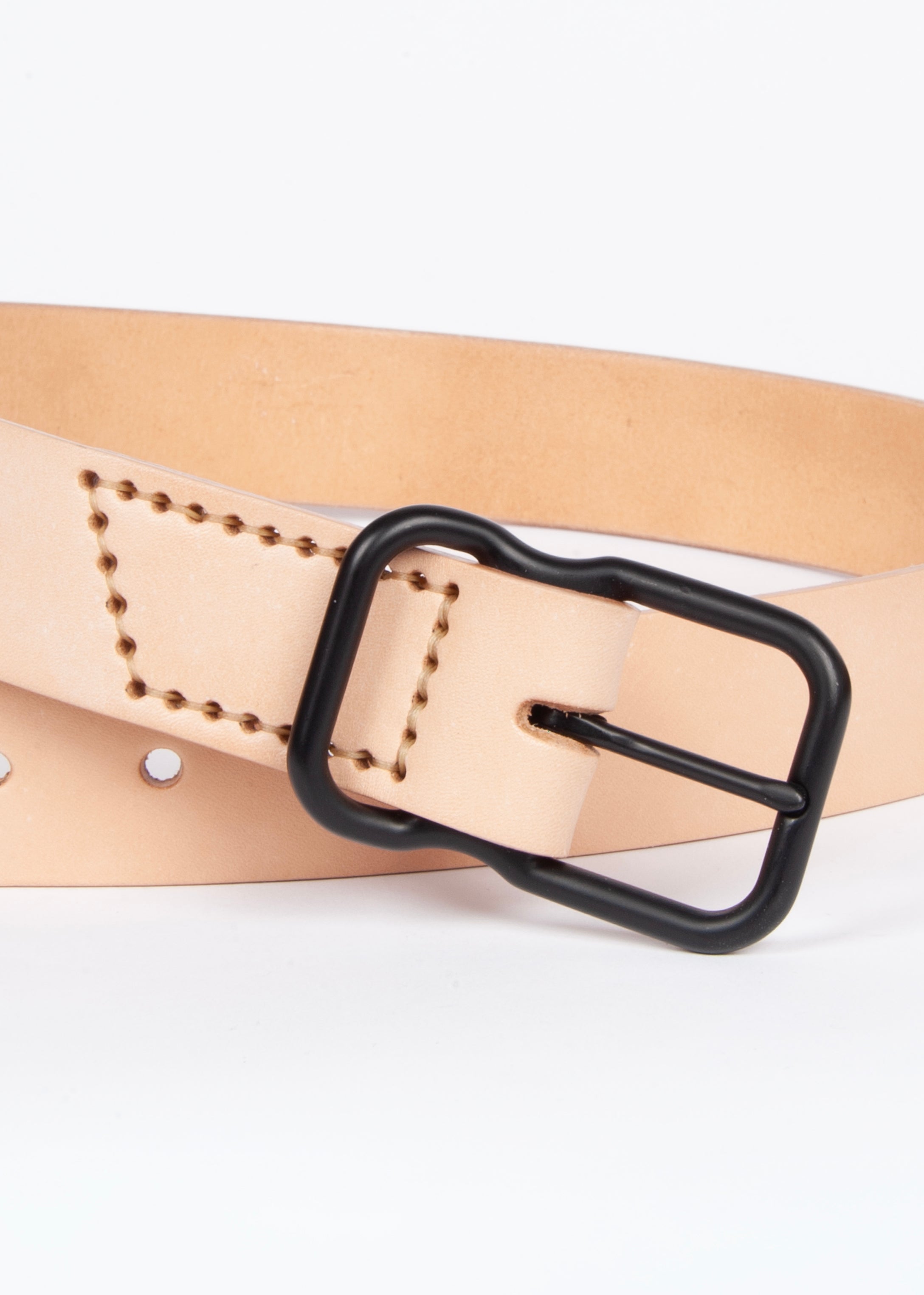 112 Signature Leather Belt - Natural Veg Tan - Black