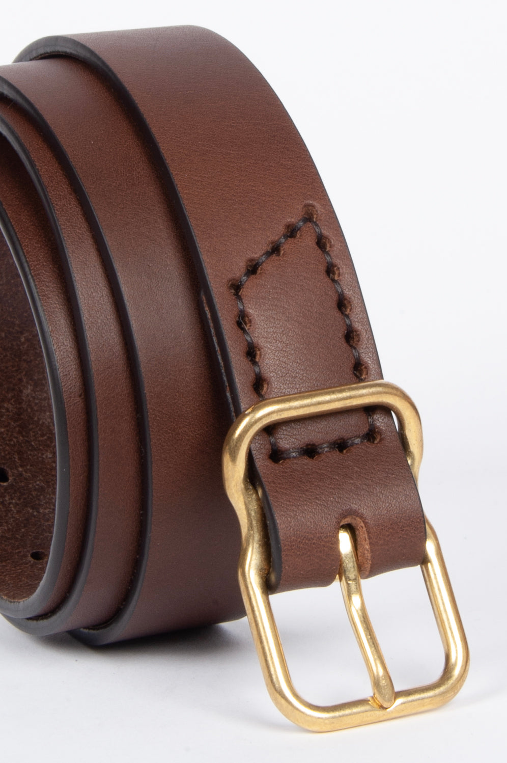 118 Signature Leather Belt - Narrow - Walnut - Brass