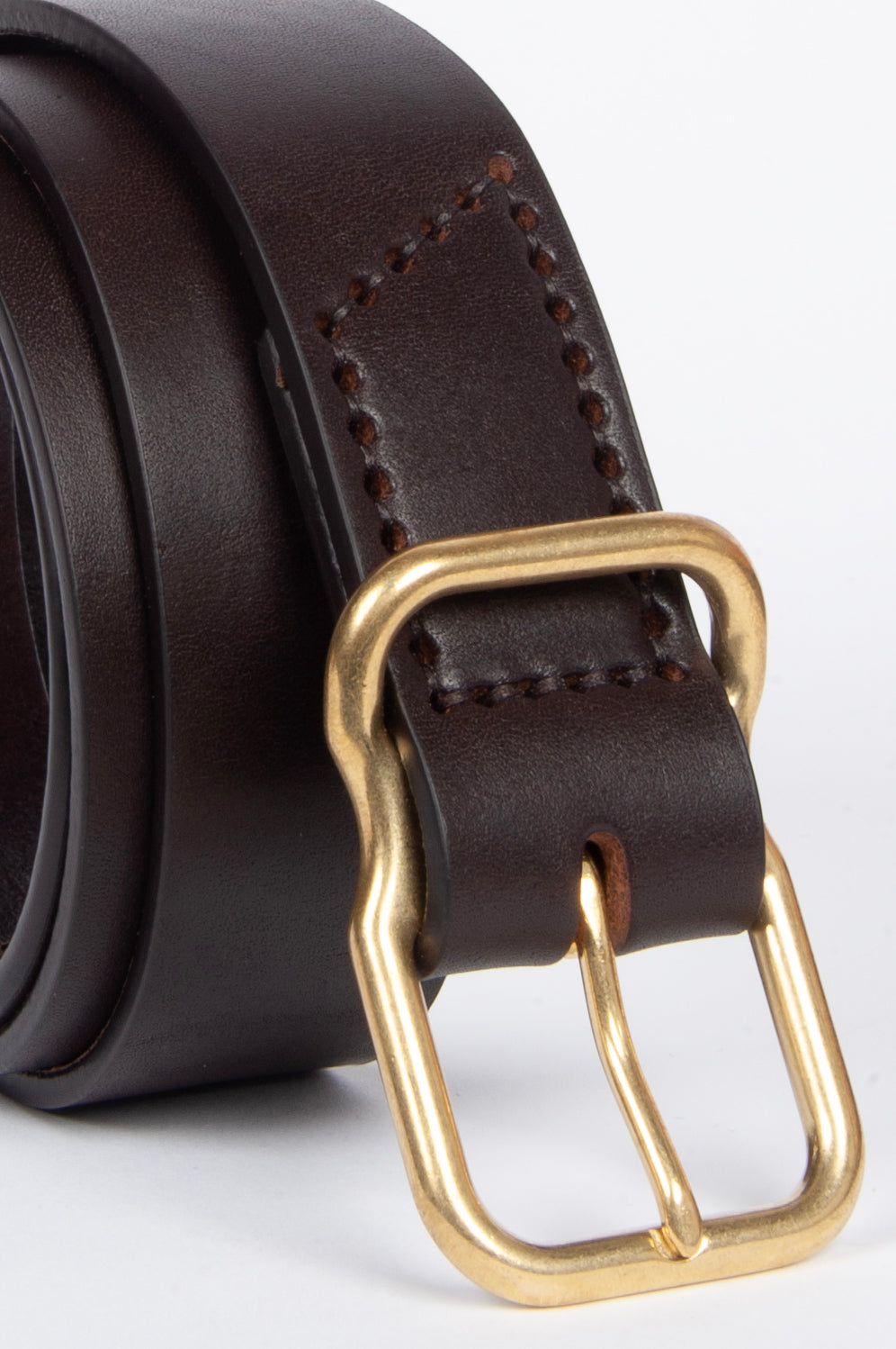 112 Signature Leather Belt - Dark Brown - Brass